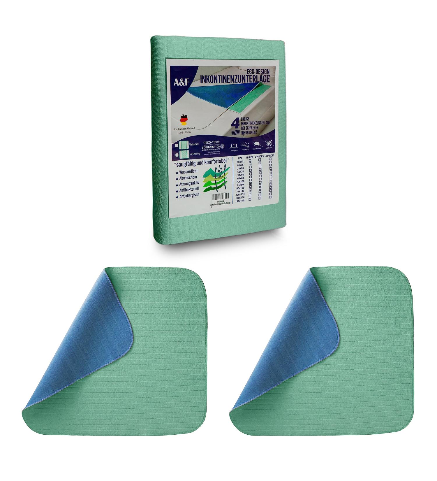 Shop A&F Incontinence Edition 100x150 - 4 Layer Washable Pads 2-Pack - Superior Suction Power for Baby Beds & Cots - Buy Online on SooperMarket.com