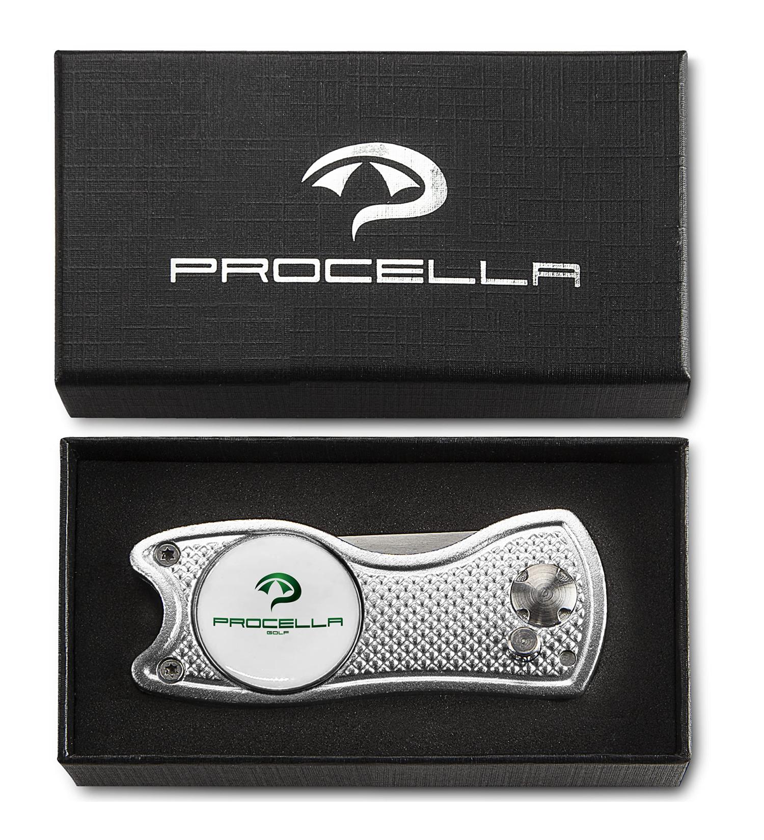 Procella Golf Divot Repair Tool with Ball Marker | Metal Switchblade Style | Multi-Tool for Men and Women - Silver - Buy Online on SooperMarket.com