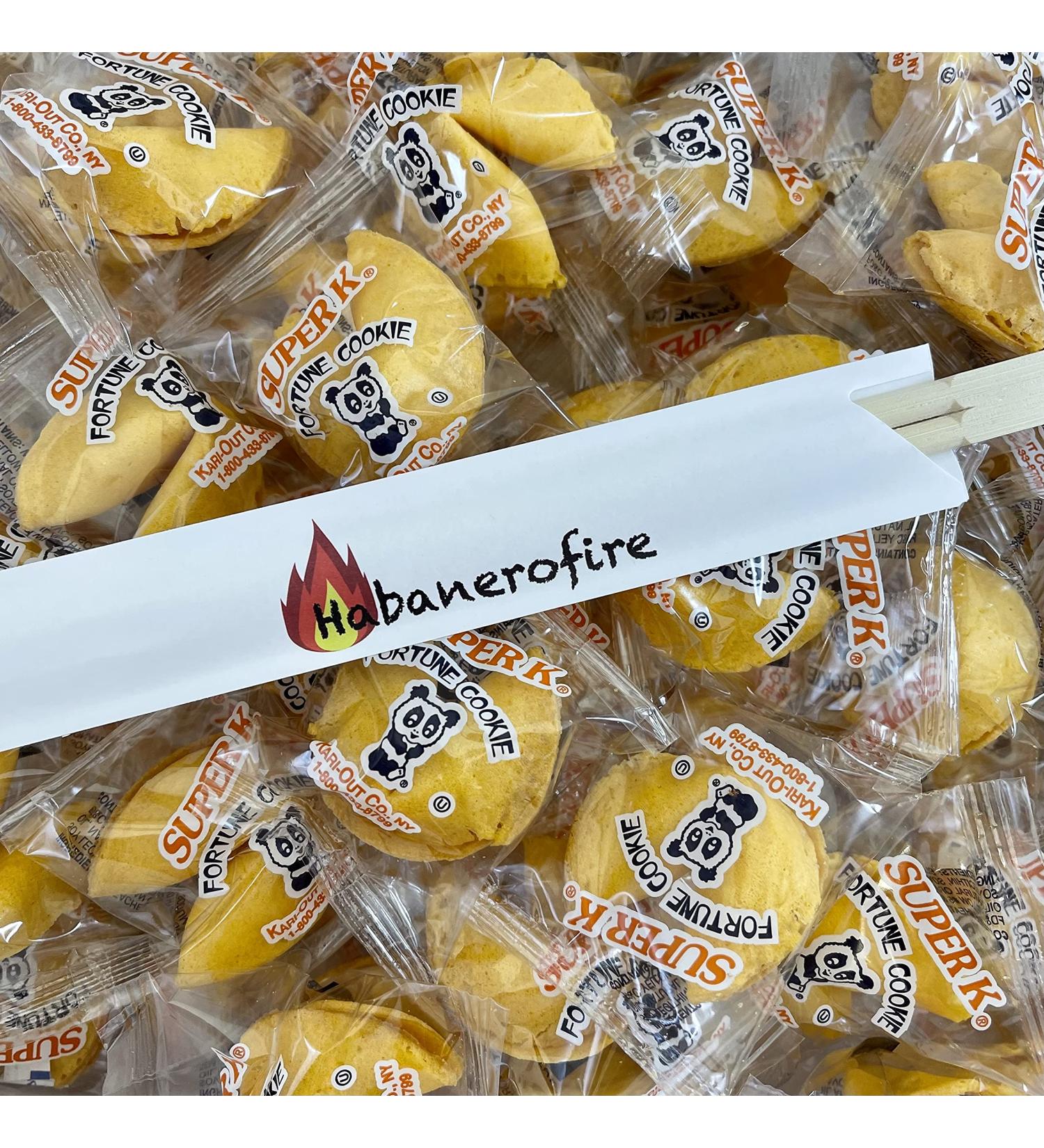 Habanerofire Fortune Cookies - 50 Individually Wrapped with Fun Fortunes, Lucky Numbers, Chinese Language & Chopsticks - Buy Online on SooperMarket.com
