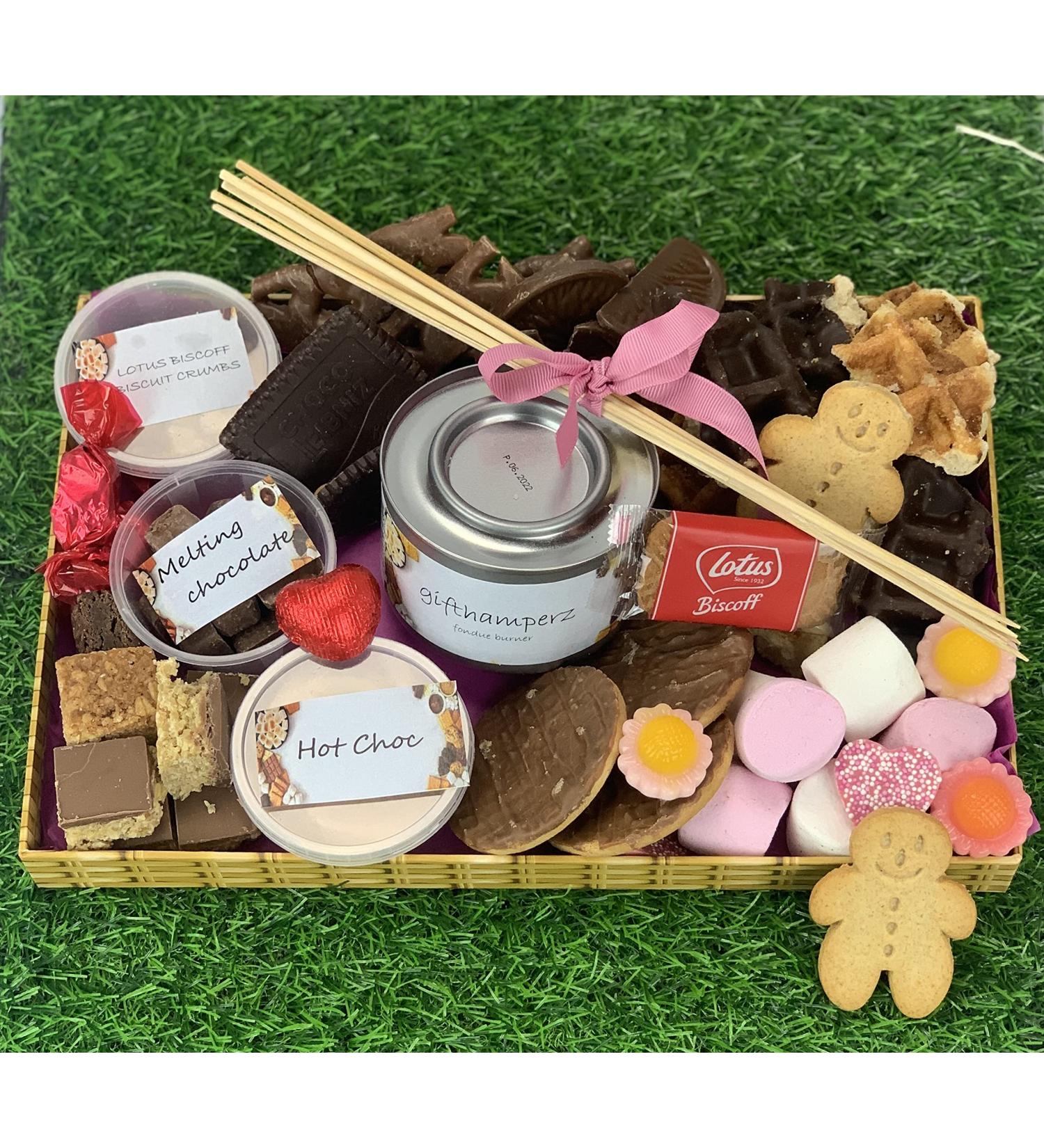 Chocolate Fondue Hamper Gift Box - Large Mix of Treats & Snacks Smores Date Night Couples Gift Set - Buy Online on SooperMarket.com
