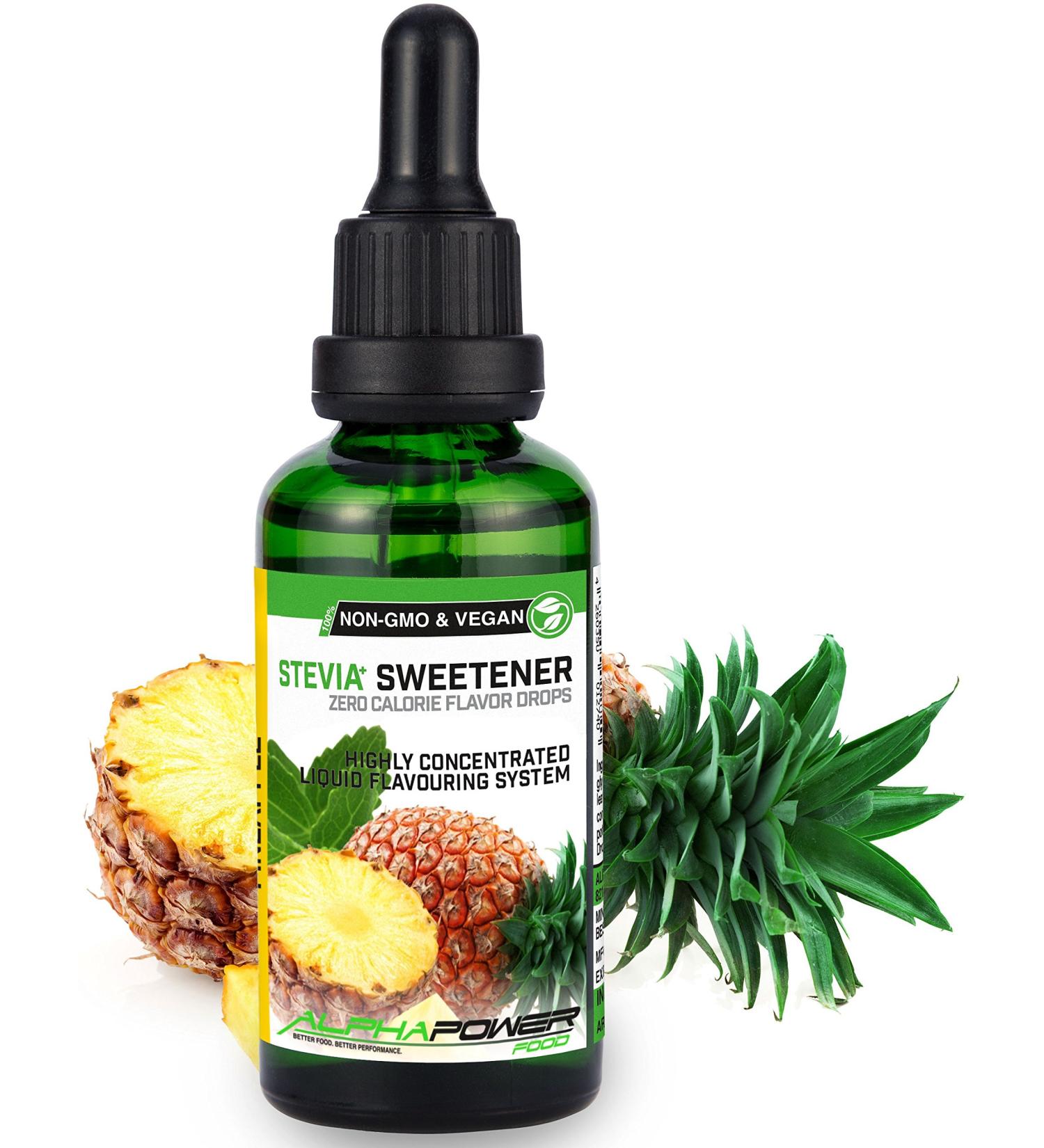 Alphapower Food | Sugar-Free Pineapple Flavor Drops | 100% Natural Liquid Aroma & Sweetener | 50ml for Water Muesli Desserts & Smoothies - Buy Online on SooperMarket.com