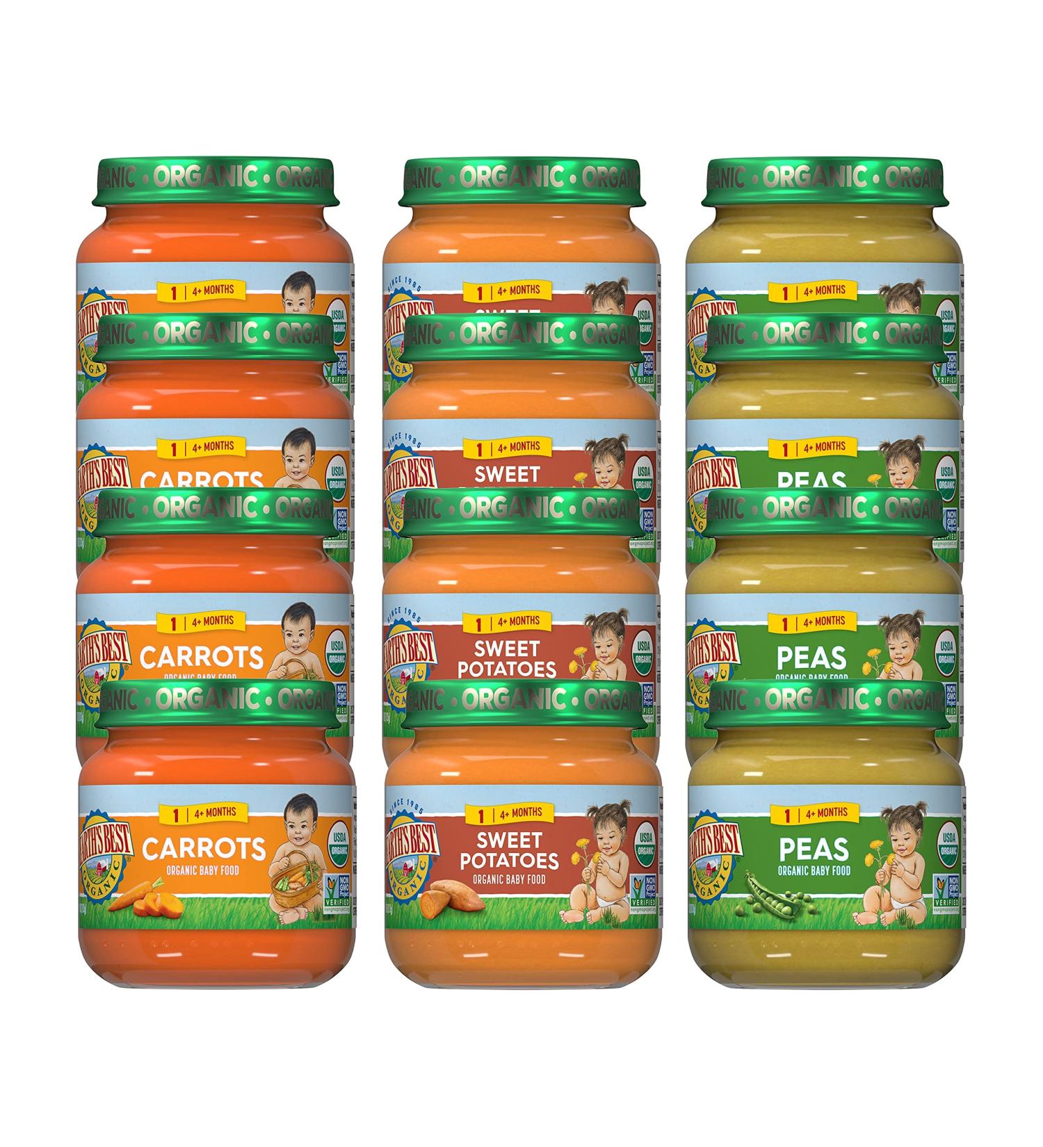 Earth's Best Organic Stage 1 Baby Food Veggie Jars Variety Pack 4 oz (12 Pack) - Buy Online on SooperMarket.com