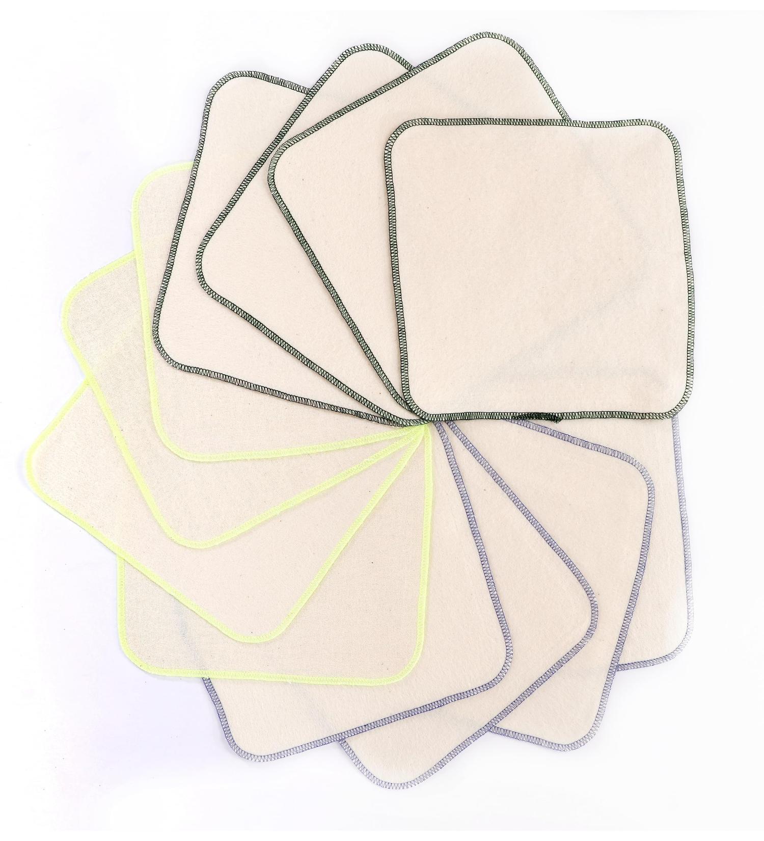 Organic Cotton Flannel Hubs - 15 Pack Baby Washcloths | Eco-Friendly Multi-Way Replacement for Wet Wipes - 21x21 cm Washable Mini Towels - Buy Online on SooperMarket.com