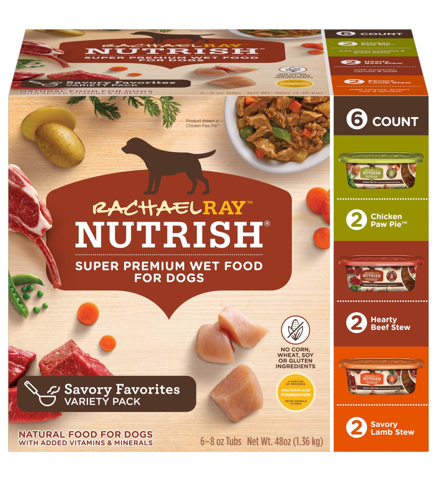 Rachael Ray Nutrish Premium Natural Wet Dog Food Variety Pack 8oz (Pack of 6) - Savory Favorites - Buy Online on SooperMarket.com