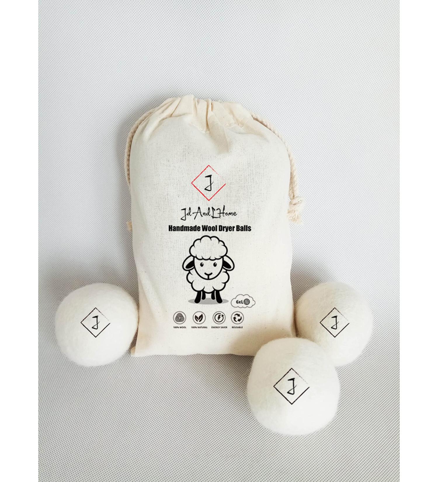 Organic Wool Dryer Balls XL 6-Pack | Natural Reusable Fabric Softener | Eco-Friendly Baby Safe Anti-Static | Chemical Free Energy Saving Laundry Solution - Buy Online on SooperMarket.com