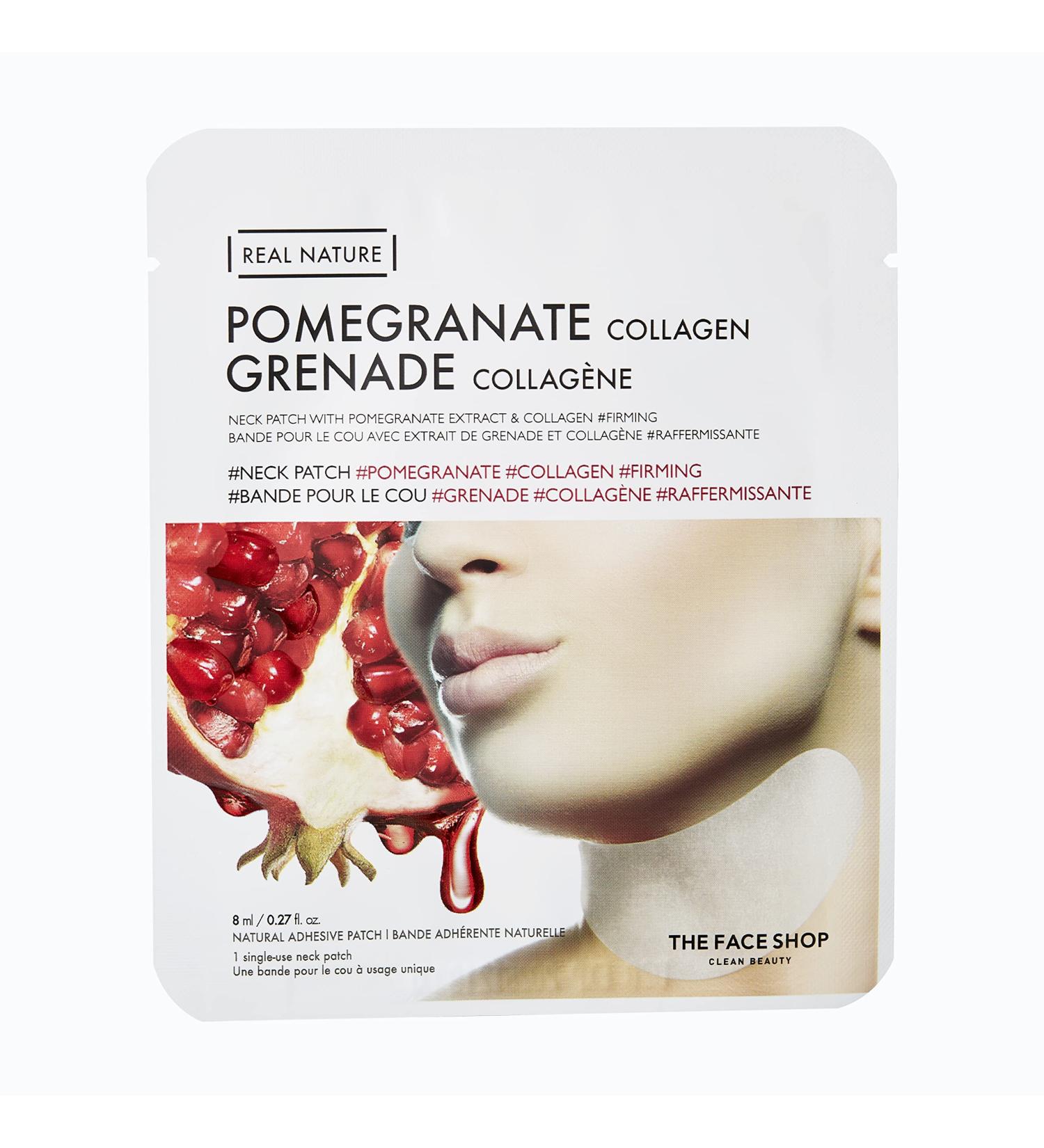 The Face Shop Reach Nature Pomegranate Neck Mask | Premium Filament Sheet for Moisturizing Plumping & Invigorating The Neck Area | Rich Moisture with Light Finish Adheres Softly | 1 ct. K-Beauty