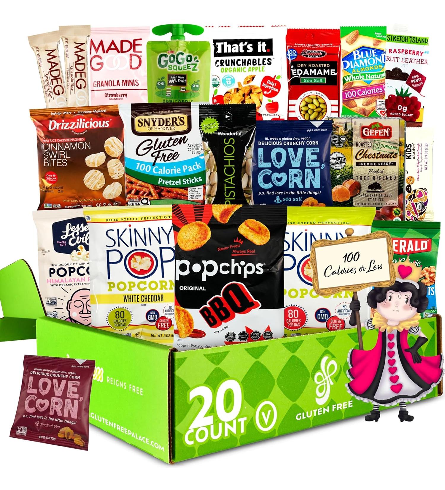 100 Calorie Snack Packs Care Package | Vegan, Gluten-Free Dairy-Free Snacks | 20-Count Healthy Snack Gift Basket for Low Calorie Diets | Easter Holiday Gift - Buy Online on SooperMarket.com