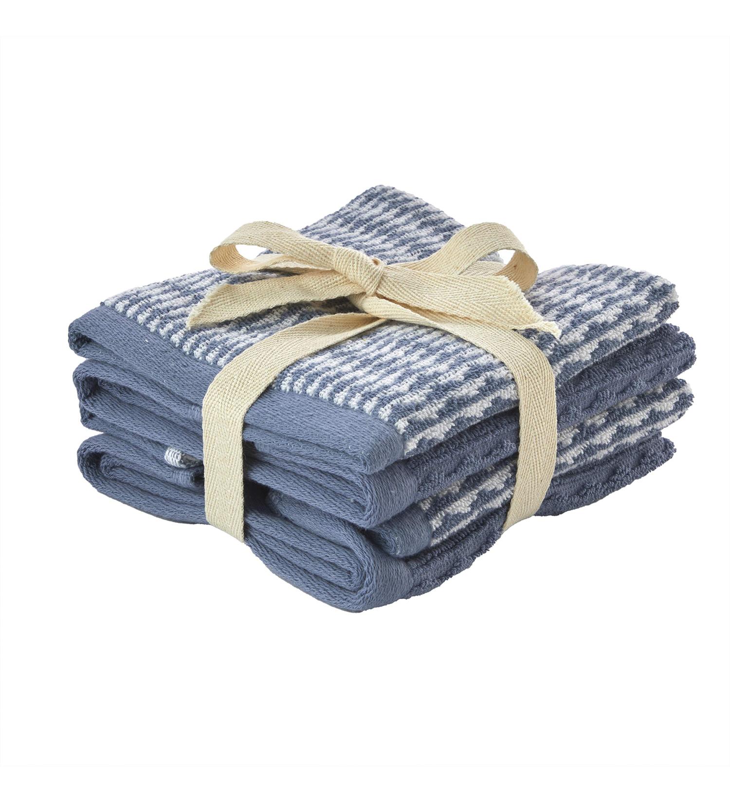 SKL Home Longborough 100% Turkish Cotton Washcloth Set - 12x12 - Denim Blue - 4 Pack - Buy Online on SooperMarket.com
