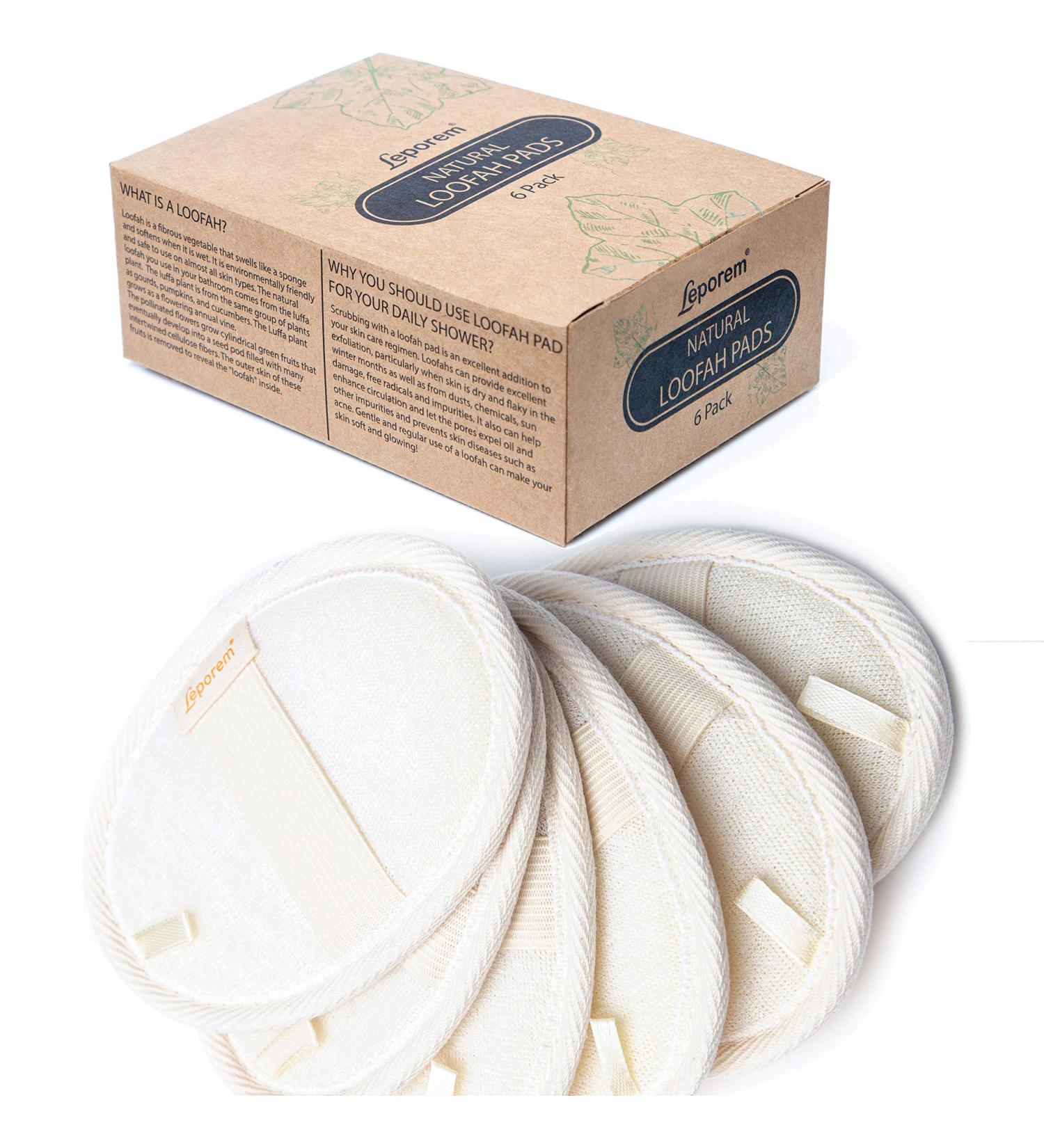 6 Pack Premium Bath Loofah Pads - 100% Natural Exfoliating Shower Sponge - Men & Women Body Wash Scrubber - Buy Online on SooperMarket.com