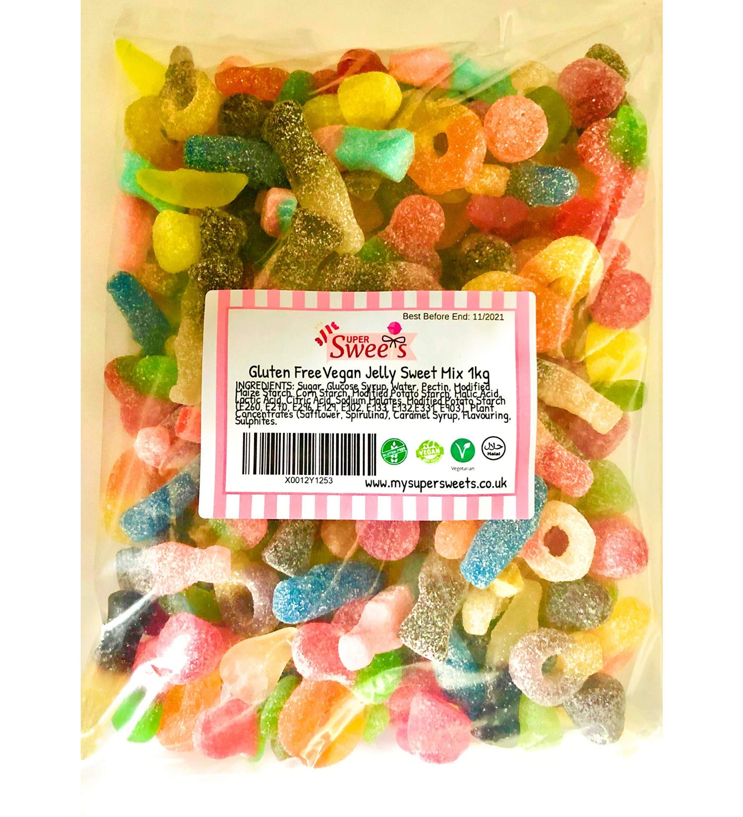Super Sweets Gluten Free Vegan Jelly Sweet Assortment 1kg - Buy Online on SooperMarket.com