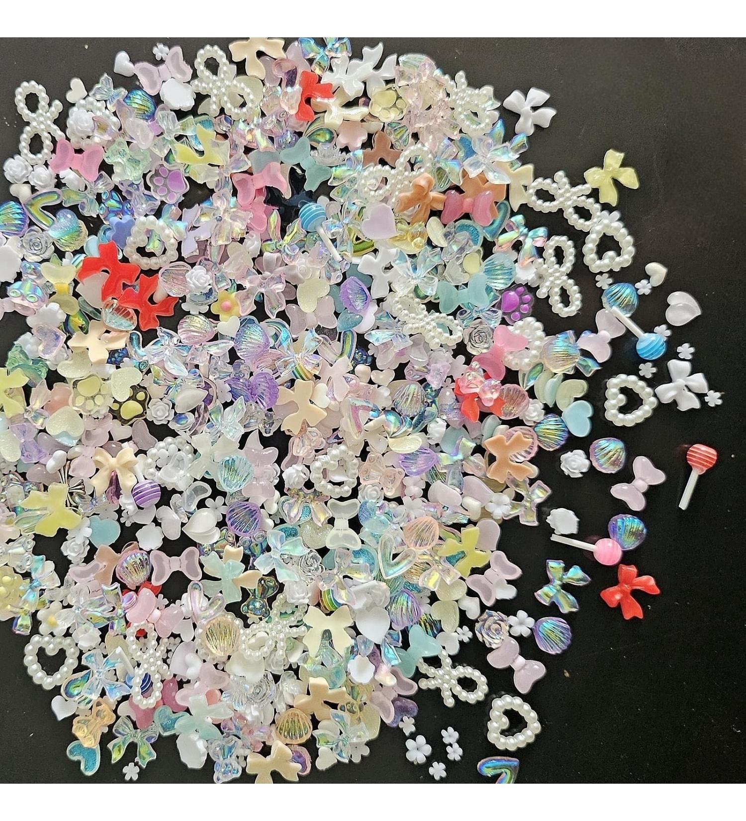 500PCS 3D Nail Charms - Butterfly, Bowknot, Flower, Heart, Pearls, Bear - Resin Nail Rhinestones for Nail Art Decoration & DIY Crafts - Buy Online on SooperMarket.com