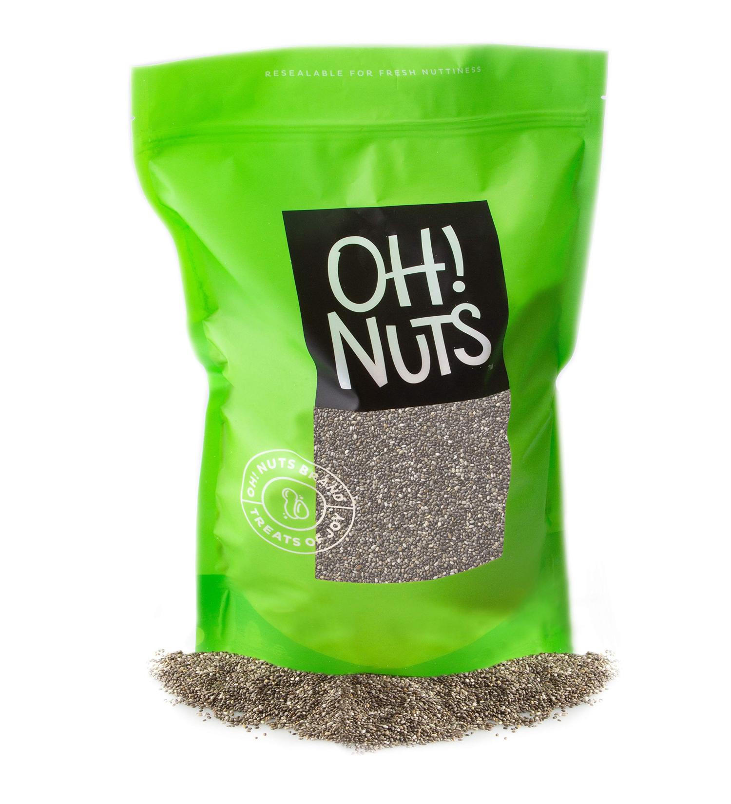 Whole Raw Black Chia Seeds - 2.25lb (36 Oz) - All-Natural Superfood for Weight Loss | Kosher, Keto-Friendly & Gluten-Free - No Additives by Oh! Nuts - Buy Online on SooperMarket.com
