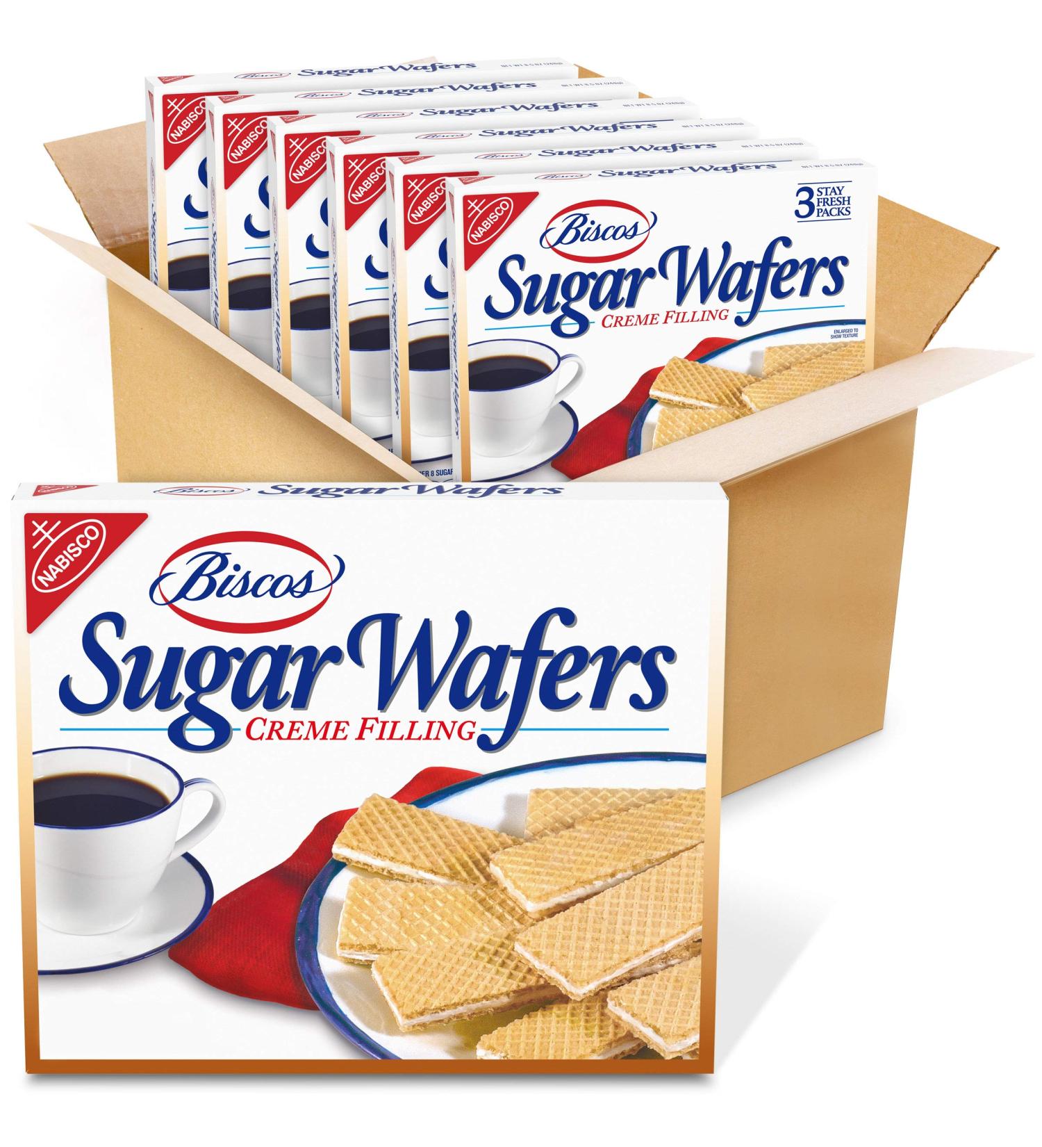 Biscos Creme Filled Sugar Wafers 6 - 8.5 Ounce Boxes (Pack of 6) - Delicious Treat for Snacking and Sharing - Buy Online on SooperMarket.com