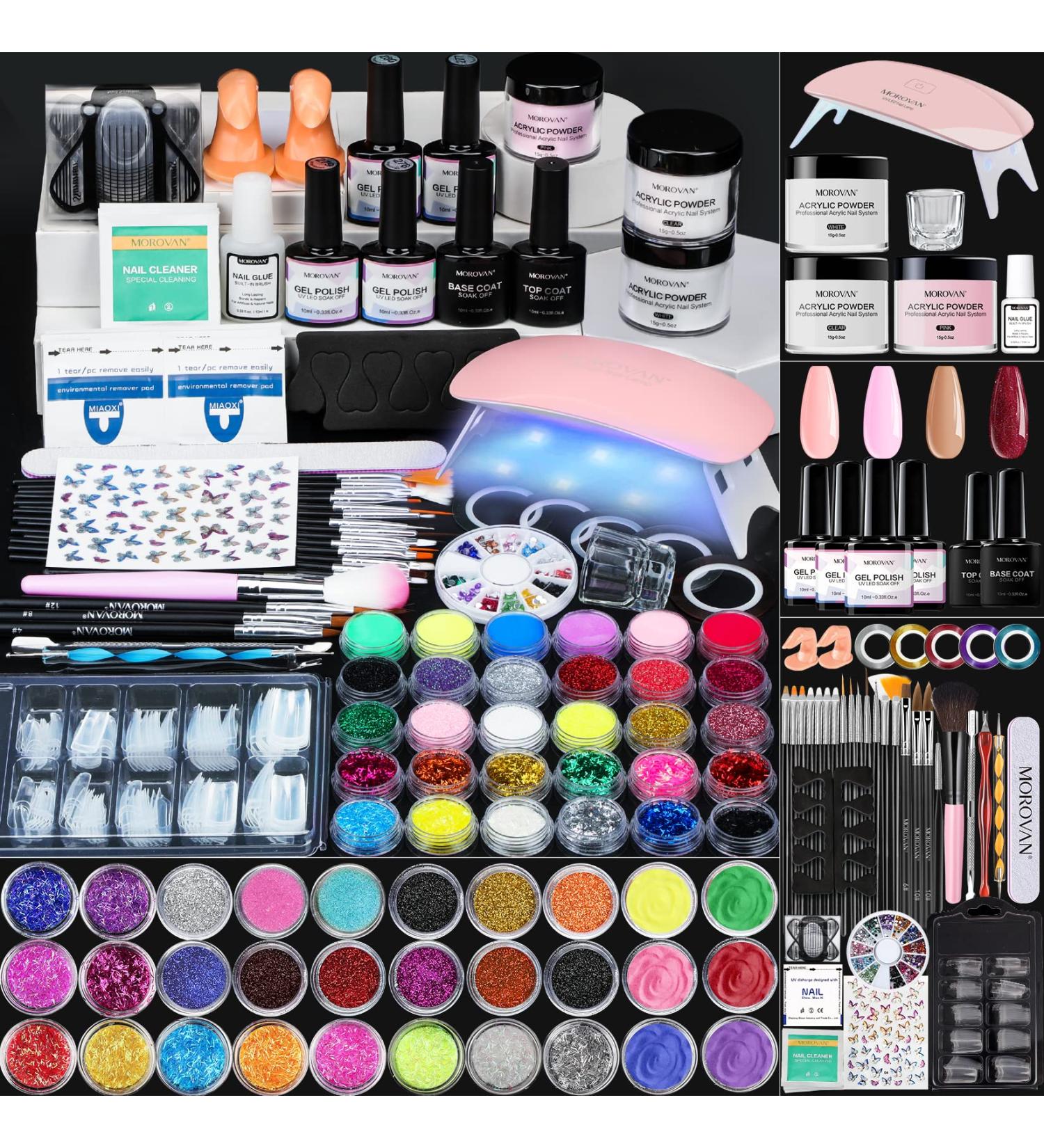 Morovan Acrylic Nail Kit with UV Light - Complete Gel Polish Set for DIY Nail Art at Home - Buy Online on SooperMarket.com