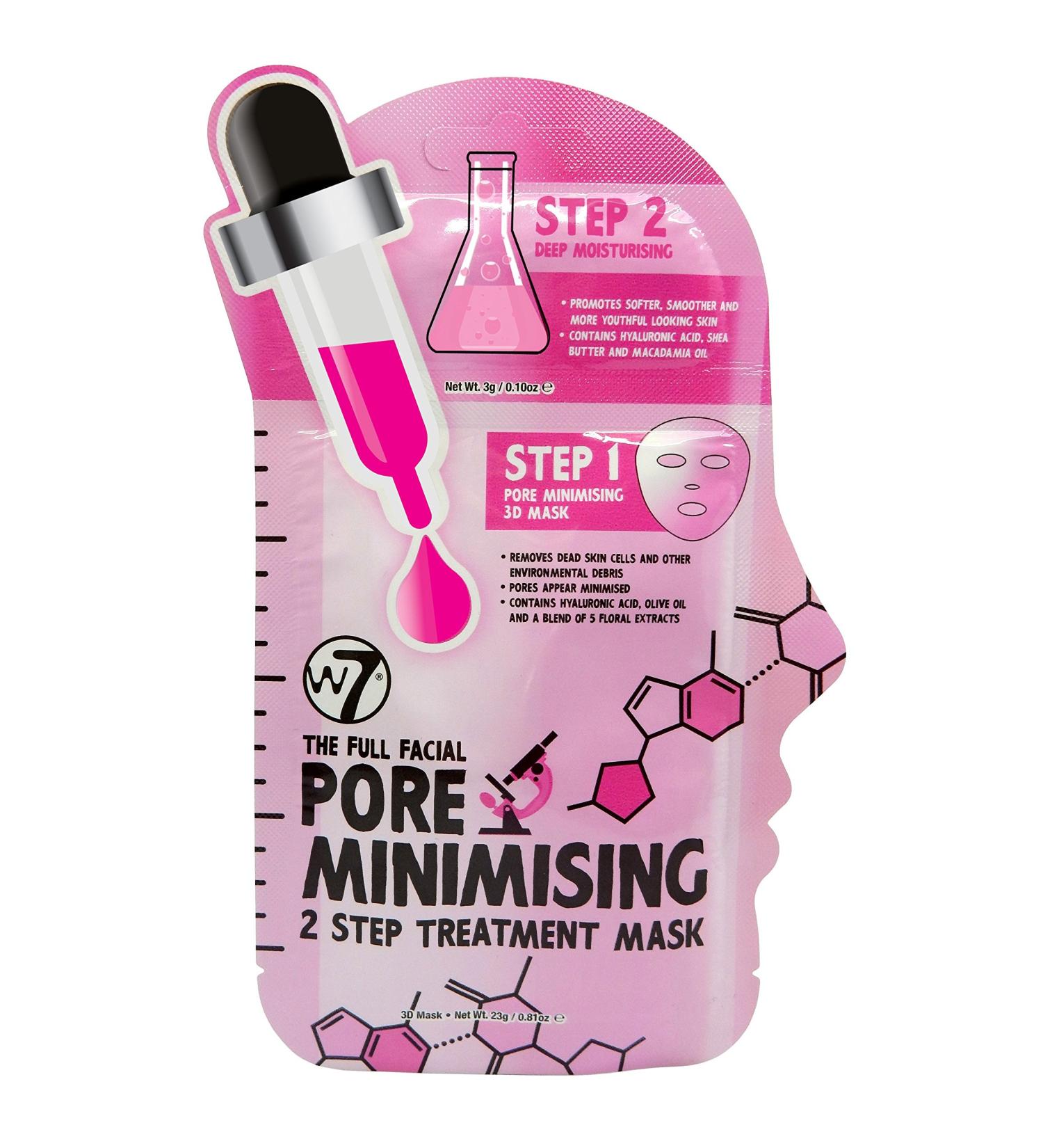 W7 The Full Facial Pore Minimising 2 Step Treatment Sheet Face Mask Moisturiser