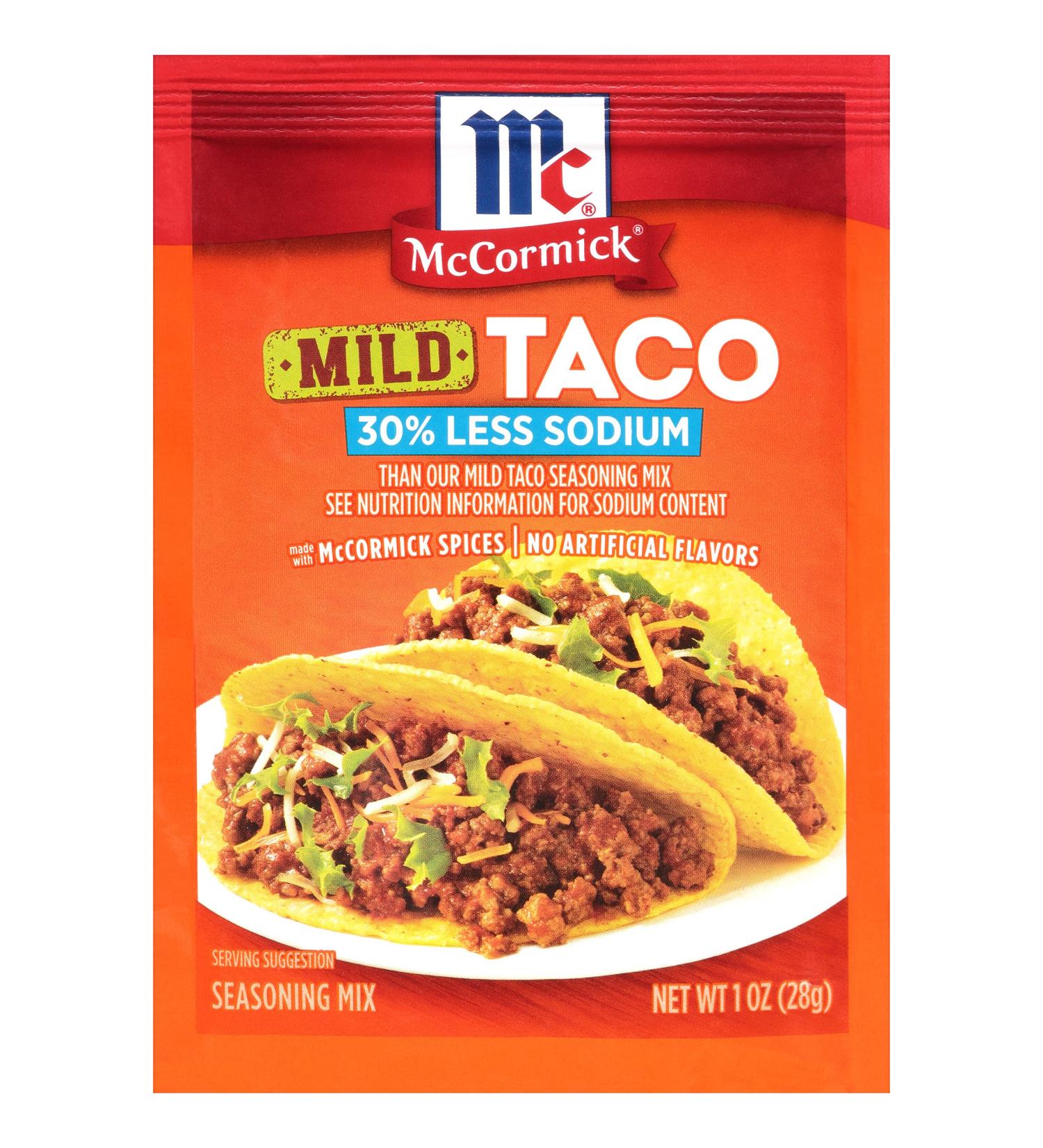 Mild Taco Seasoning Mix 1 oz (Pack of 12) | McCormick 30% Less Sodium - Buy Online on SooperMarket.com