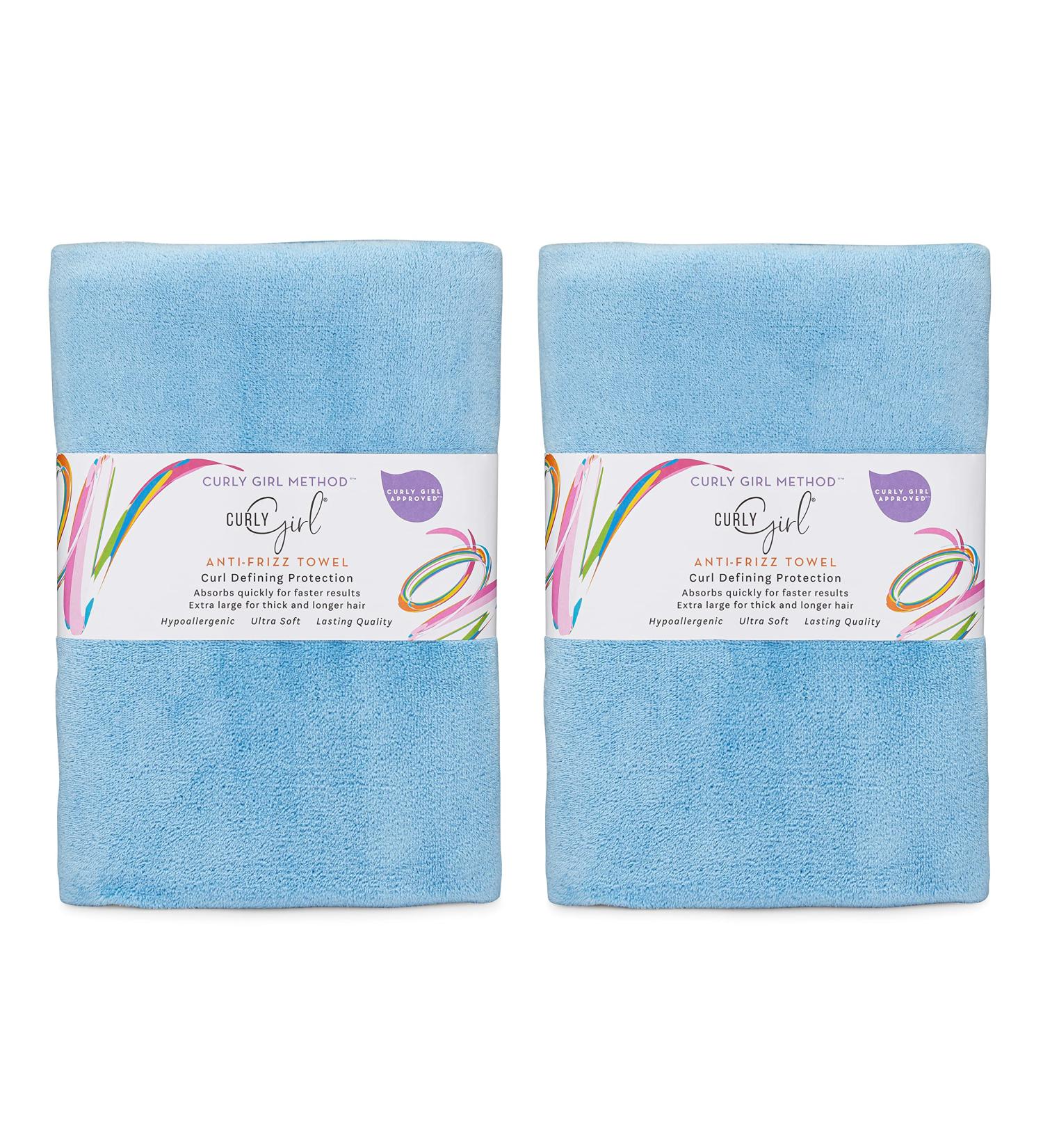 2 Pack Curly Girl Plopping Towel Set - Large Microfiber 22 x 39 - Super Absorbent - Sky Blue - Buy Online on SooperMarket.com