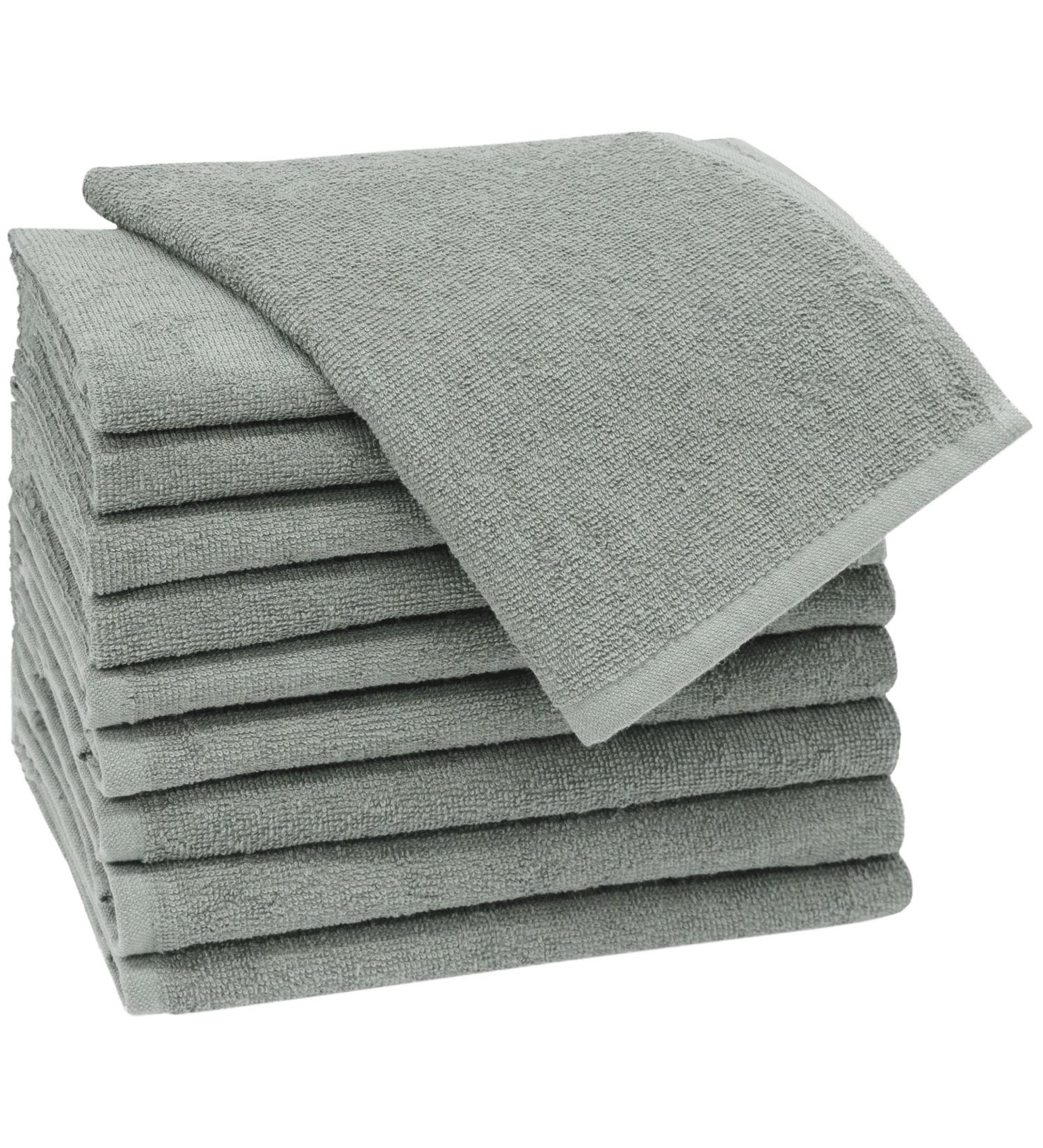 Zollner 10 Set Guest Towels - Soft & Strong Light Gray - 30x50 cm Hotel Quality - Washable Up to 60 C - Practical Hanger Included - Buy Online on SooperMarket.com