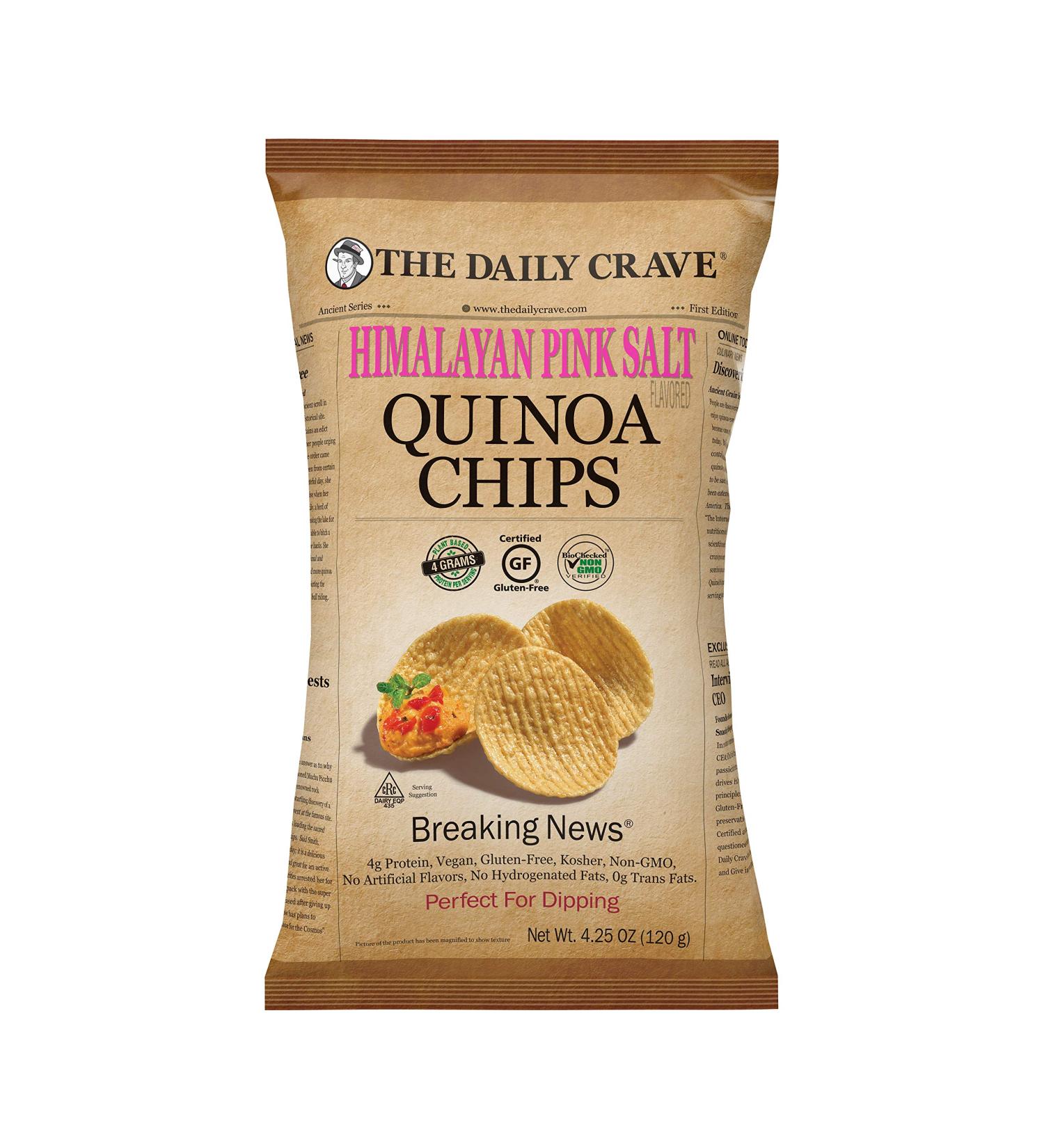 The Daily Crave Himalayan Pink Salt Quinoa Chips 4.25 Oz (Pack of 8) - Gluten-Free & Non-GMO Snack with 4g Protein and 2g Fiber - Buy Online on SooperMarket.com
