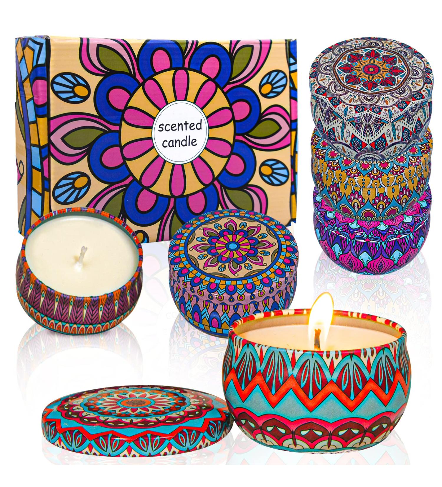 Aromatherapy Gift Set - 6-Pack Fragrance Candles with Rose Lavender Vanilla & More | Natural Soy Wax | Relaxing Stress Relief & Travel Gifts for Women - Buy Online on SooperMarket.com