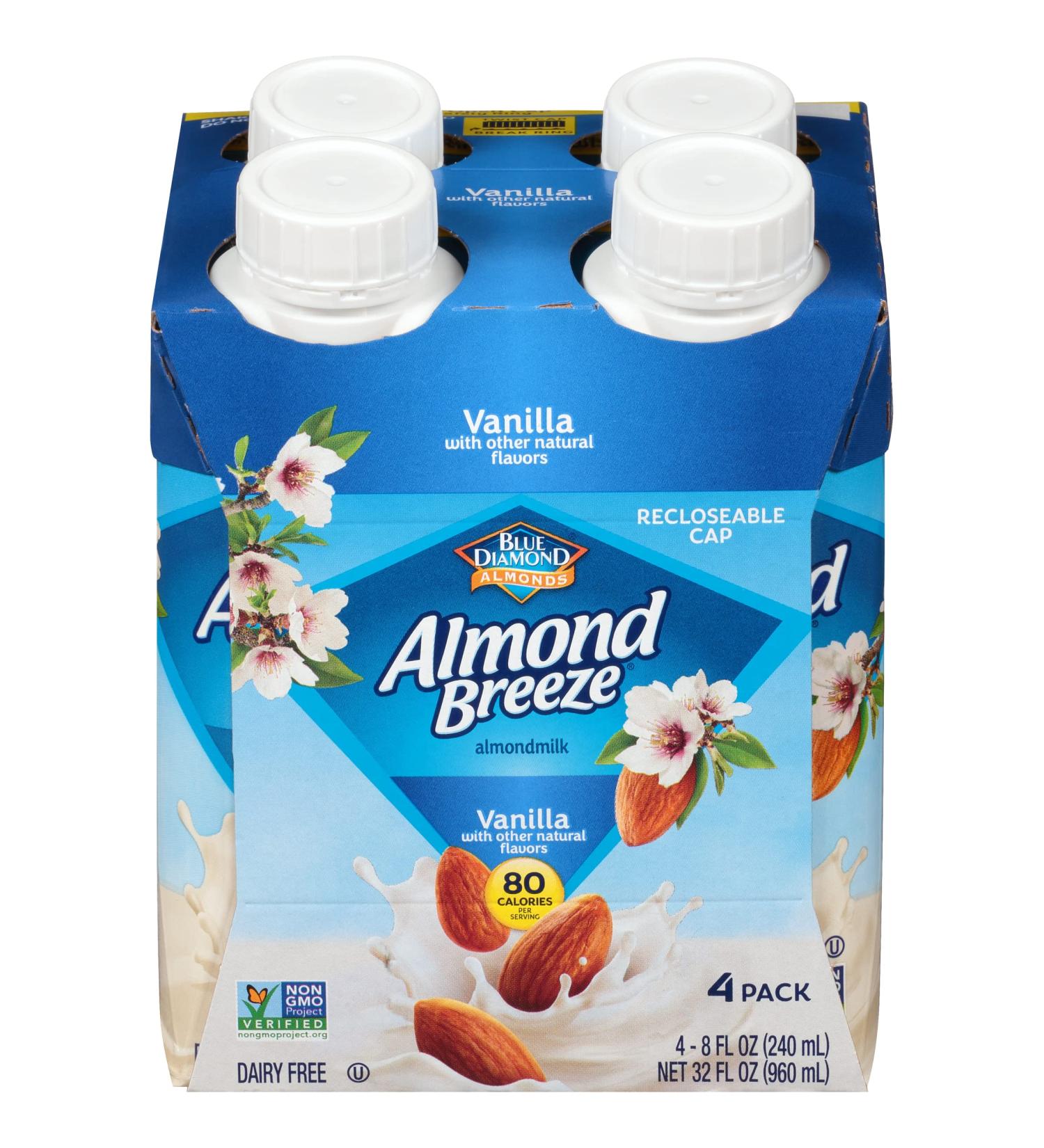 Almond Breeze Vanilla Almond Milk 8oz - Dairy Free, Pack of 4 - Buy Online on SooperMarket.com