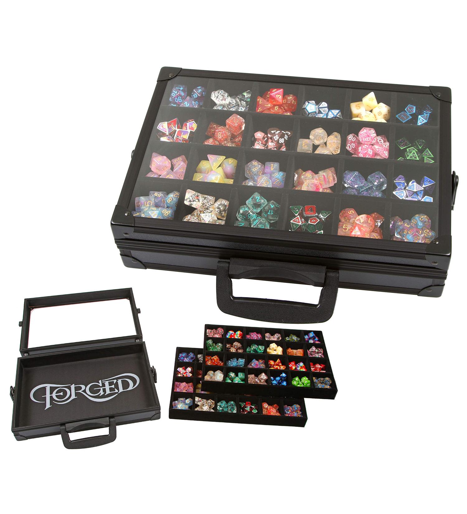 Forged Dice Co. Dice Display Case and Rolling Tray with 2 Divided Trays - Holds 480 Metal/Plastic Polyhedral Dice - Ideal for RPG & D&D Collectors - Buy Online on SooperMarket.com