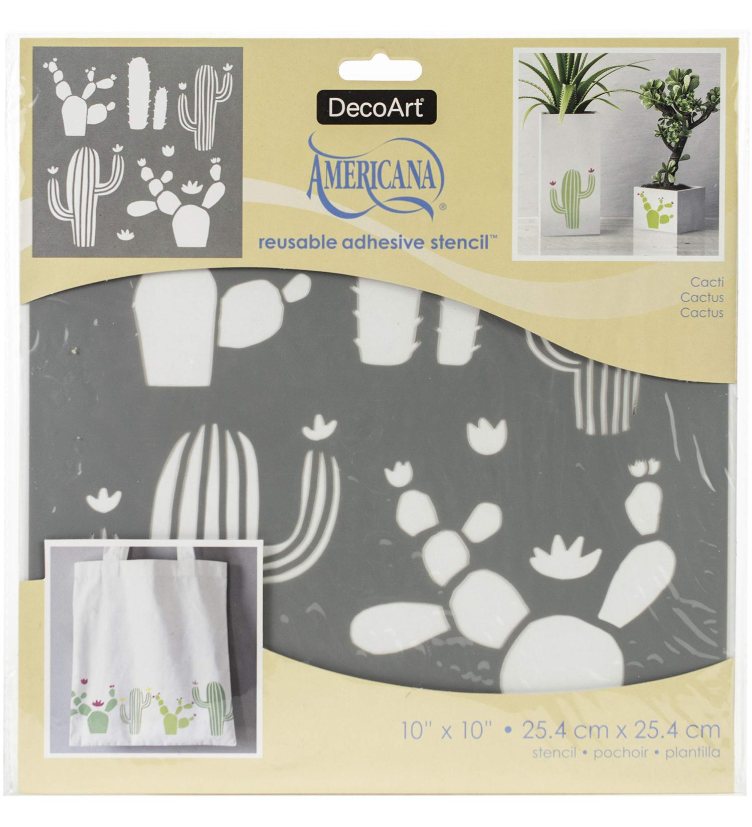DecoArt ADH Stencil 10x10 Cacti - Unique Design for Creative Projects - Buy Online on SooperMarket.com