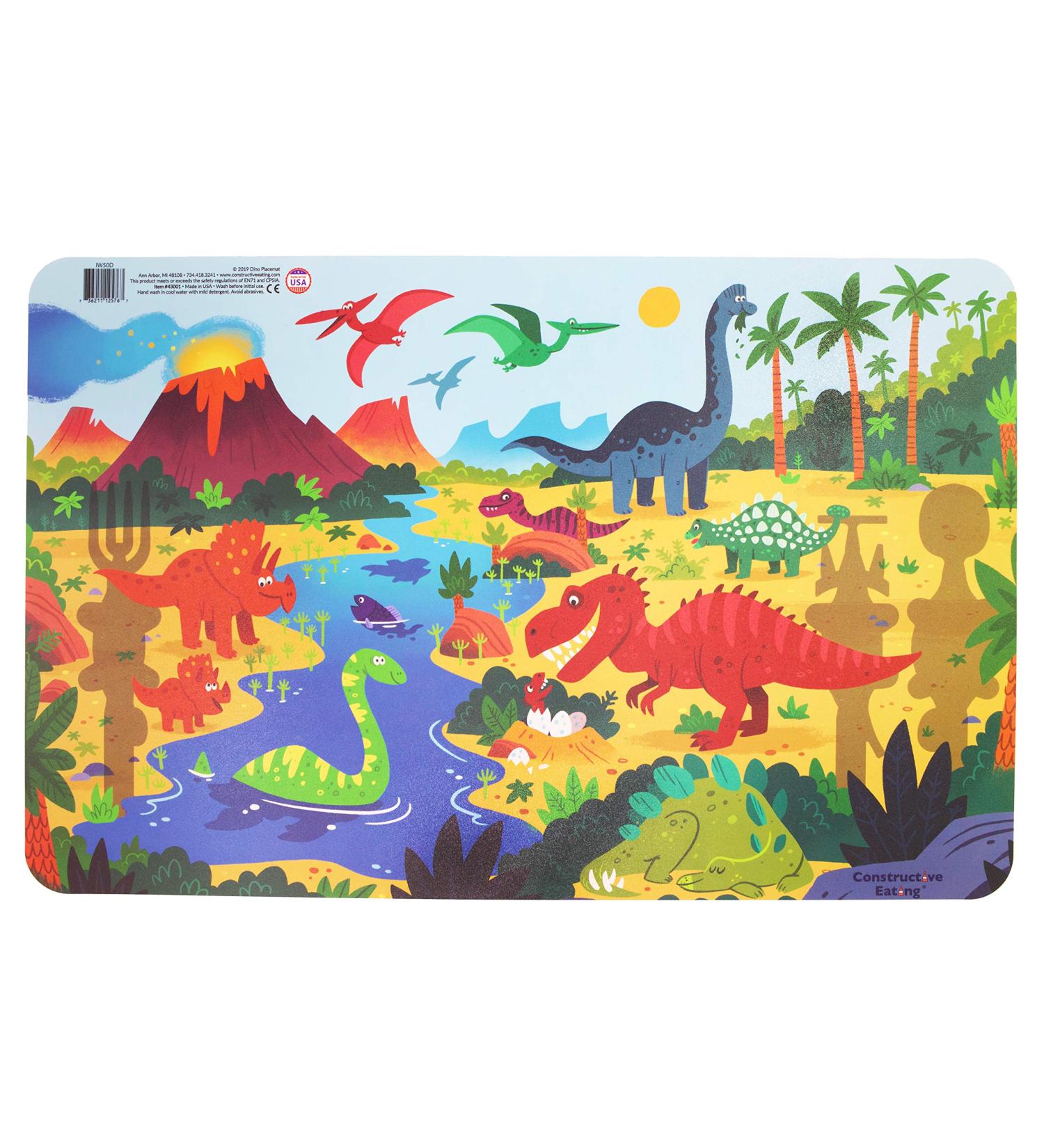 Constructive Eating Made in USA Dinosaur Placemat for Toddlers  Infants  Babies and Kids - Made with Materials Tested for Safety