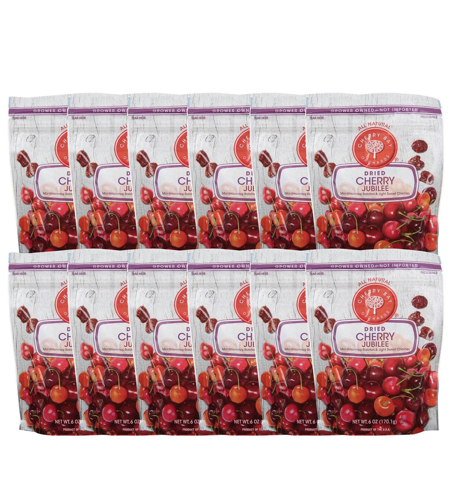 Cherry Bay Orchards Dried Cherry Mix - 12 Packs of 6oz | 100% Natural & Kosher | Montmorency Balaton & Sweet Cherries | Gluten-Free & GMO-Free - Buy Online on SooperMarket.com