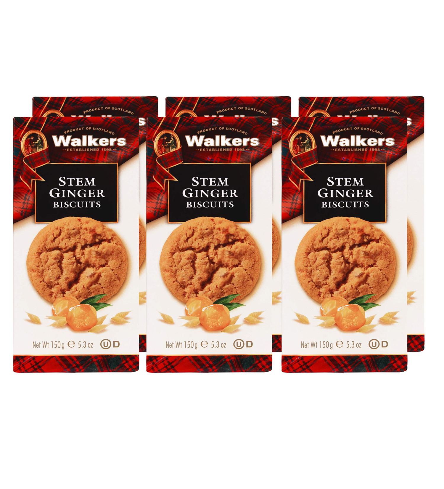 Walkers Shortbread Stem Ginger Scottish Cookies, 5.3 oz Box (Pack of 6) | Delicious Stem Ginger Flavor - Buy Online on SooperMarket.com