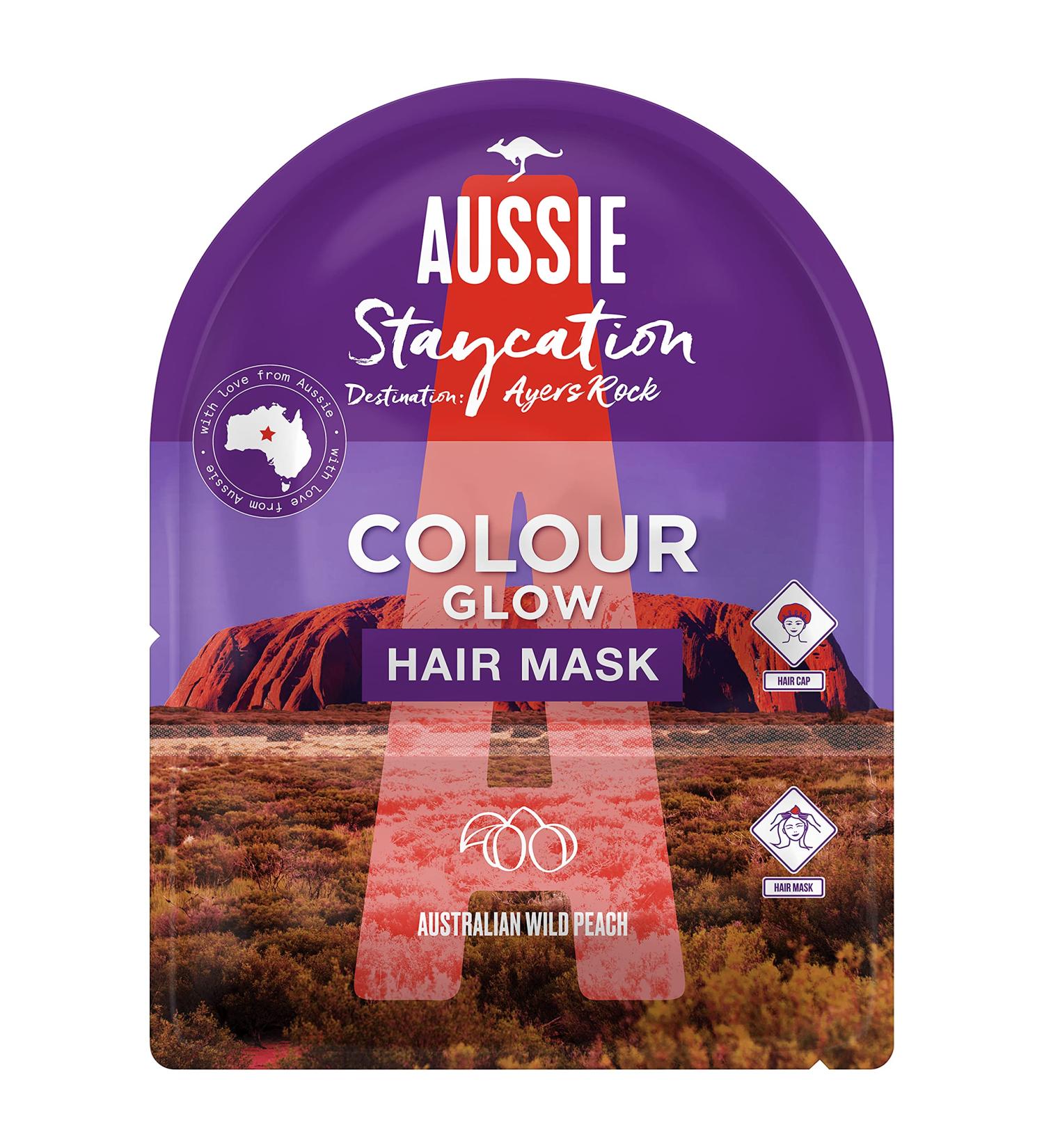 Aussie Staycation Hair Mask & Hair Cap Australian Hair Care (Colour Glow) - Buy Online on SooperMarket.com