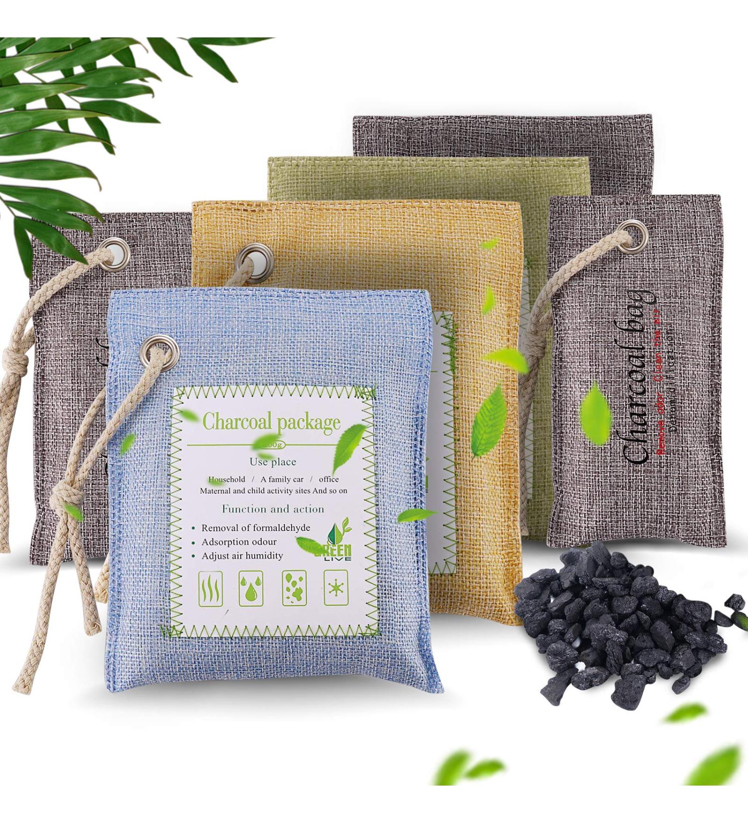 Bamboo Charcoal Air Purifying Bag - Odor Absorber & Freshener for Home, Closet, Car - Activated Charcoal Natural Air Purifier - Pet Friendly Odor Eliminator - Buy Online on SooperMarket.com