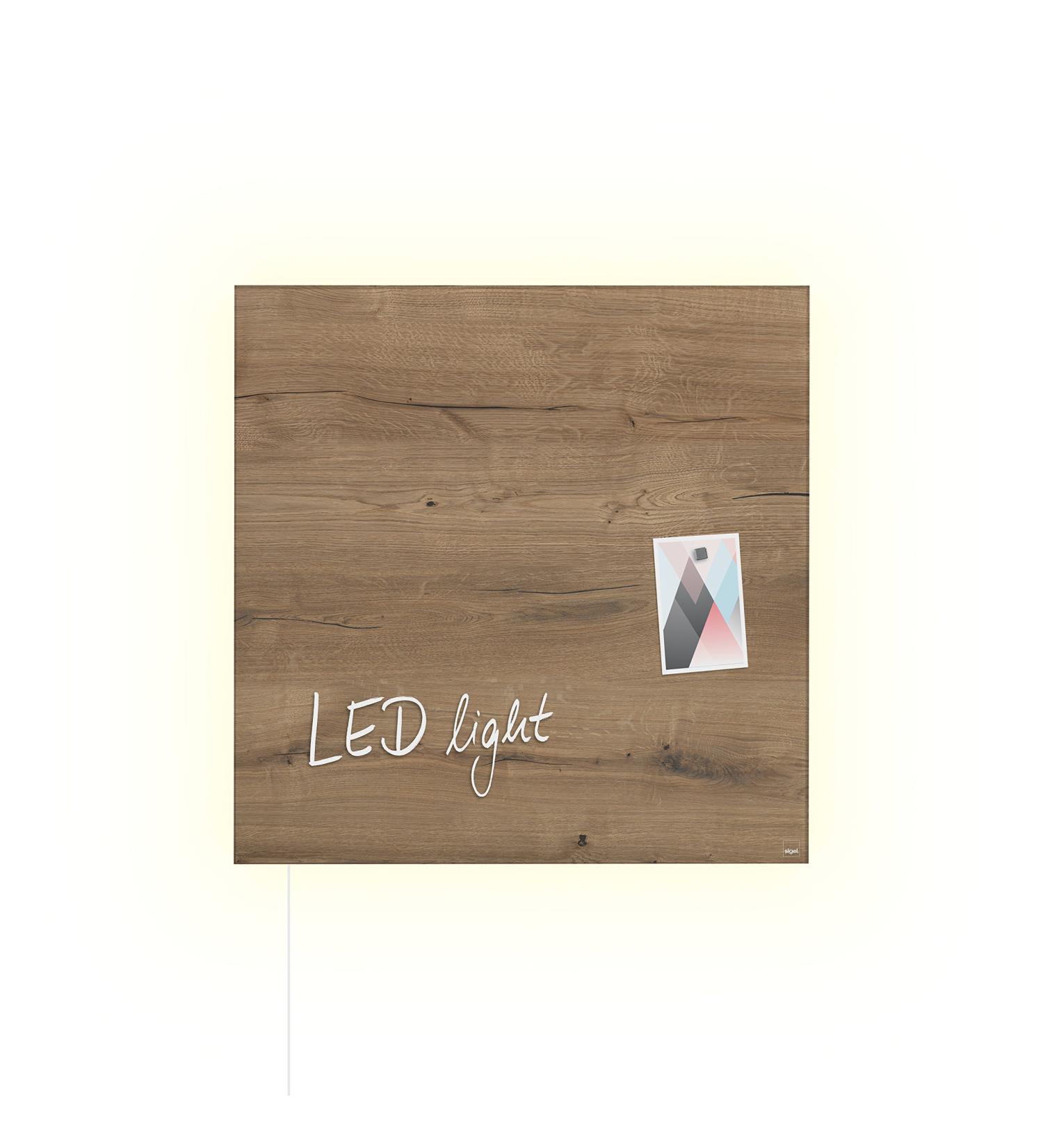 Sigel GL405 Premium Glass Magnetic Panel 48x48 cm with LED Lighting - Natural Wood Design T V Tested Easy to Assemble - Buy Online on SooperMarket.com