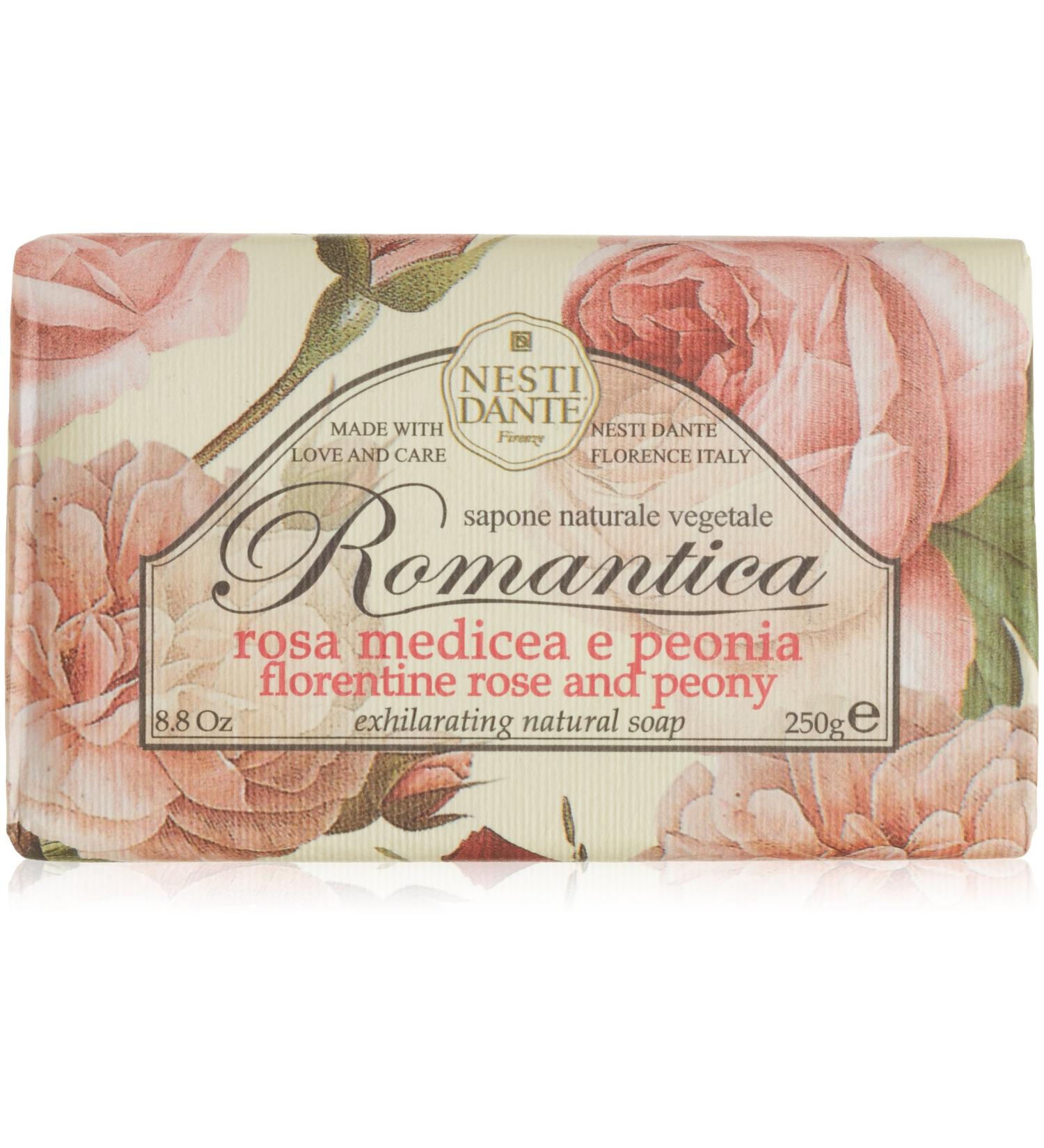 Nesti Dante Romantica Exhilarating Natural Soap - Florentine Rose & Peony 250g - Buy Online on SooperMarket.com