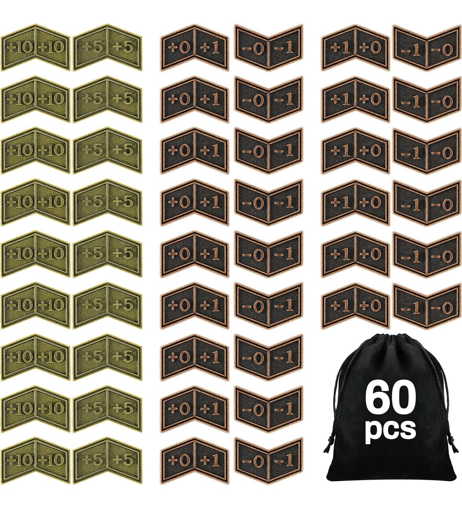 60 Pieces Magic Gathering Counters Tokens Antique Gold Metal Tokens Counters Double Sided Compatible with CCG and MTG with Velvet Drawstring Pouch - Buy Online on SooperMarket.com