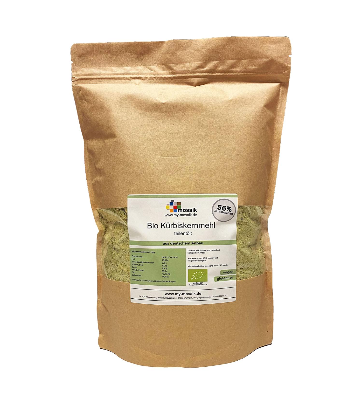 Organic pumpkin seed flour of my -mosaic protein content - from Germany - vegan fiber -rich gluten -free lactose -free (1000) 1000.0 gram