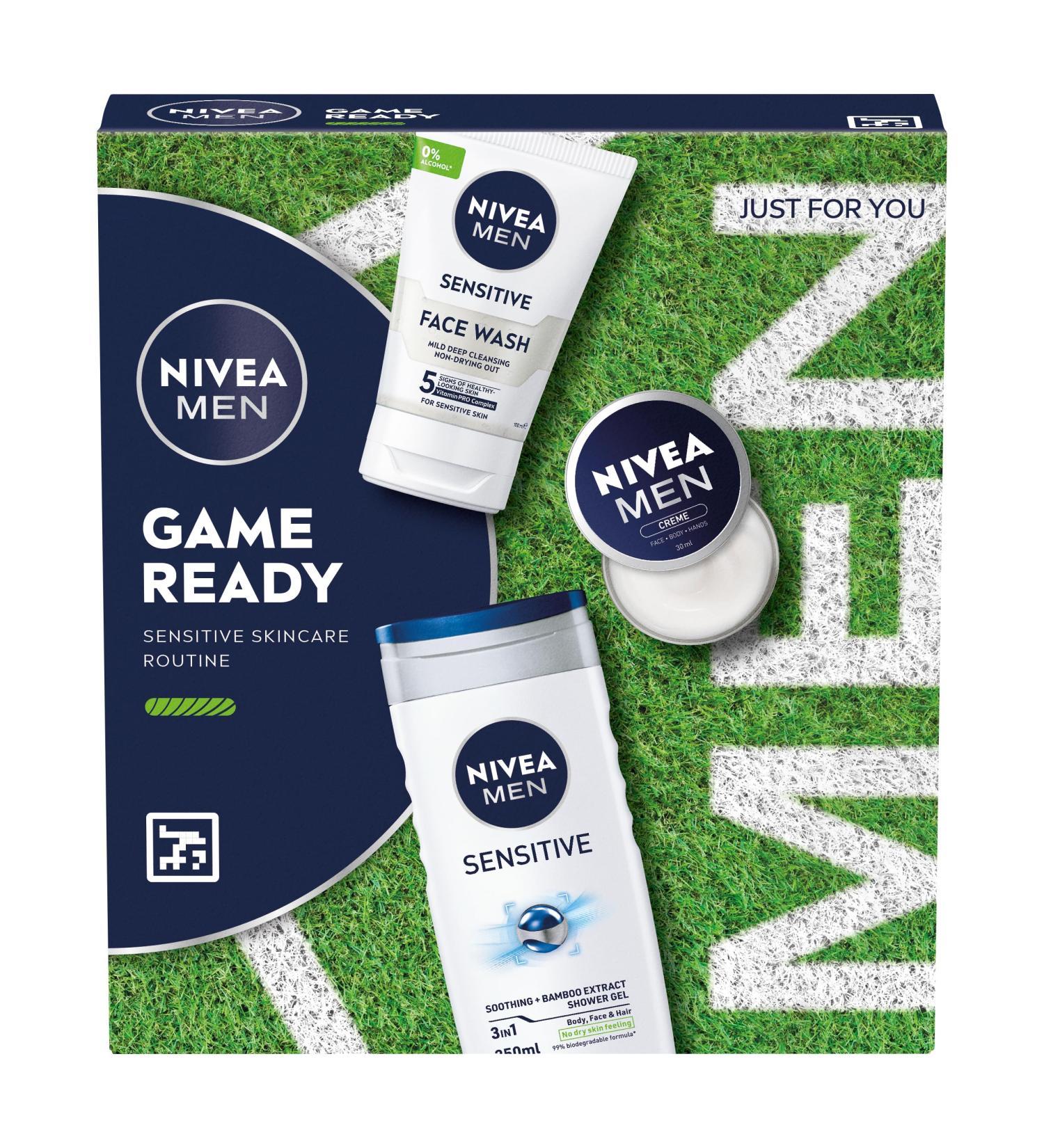 NIVEA MEN Game Ready Gift Set (3 Products) Men's Skincare Gift Set with Shower Gel Face Wash and Moisturising Creme Perfect as Christmas or Birthday Gift - Buy Online on SooperMarket.com