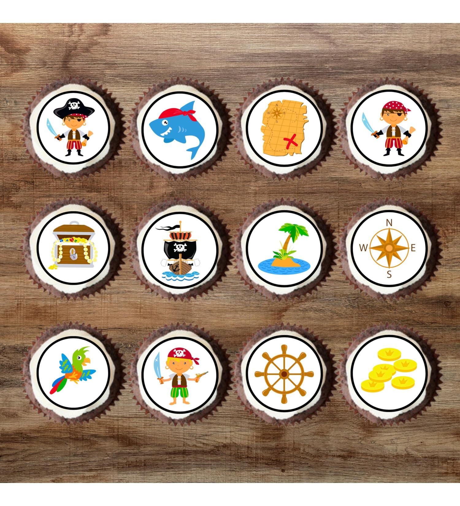 24 PRECUT Pirate Cupcake Toppers Pirates Theme #2 Edible Cake Decorations Edible Pirate Birthday Decorations Pirate Cake Topper Skull Cake Toppers Pirate Party Decorations (Pack of 24) - Buy Online on SooperMarket.com