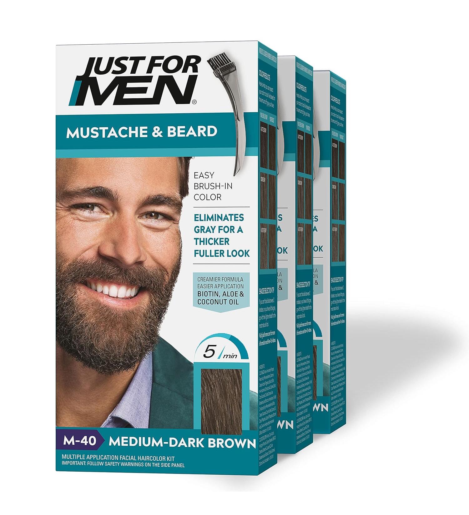 Just For Men Mustache & Beard Dye for Men  - Medium Dark Brown - M-40 - Pack Of 3 - Buy Online on SooperMarket.com