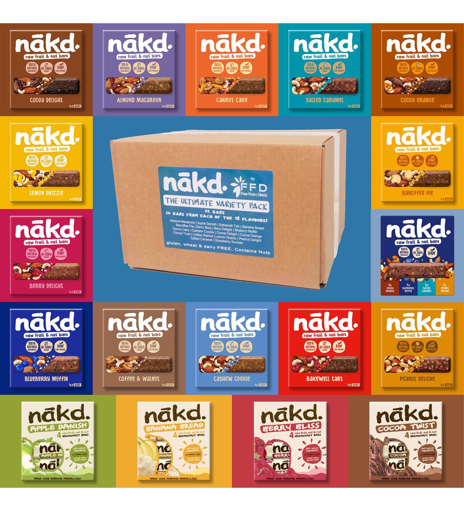Nakd Salted Caramel Fruit & Nut Bars - Healthy Vegan Snacks | Gluten Wheat & Dairy-Free | 72 Count - Buy Online on SooperMarket.com