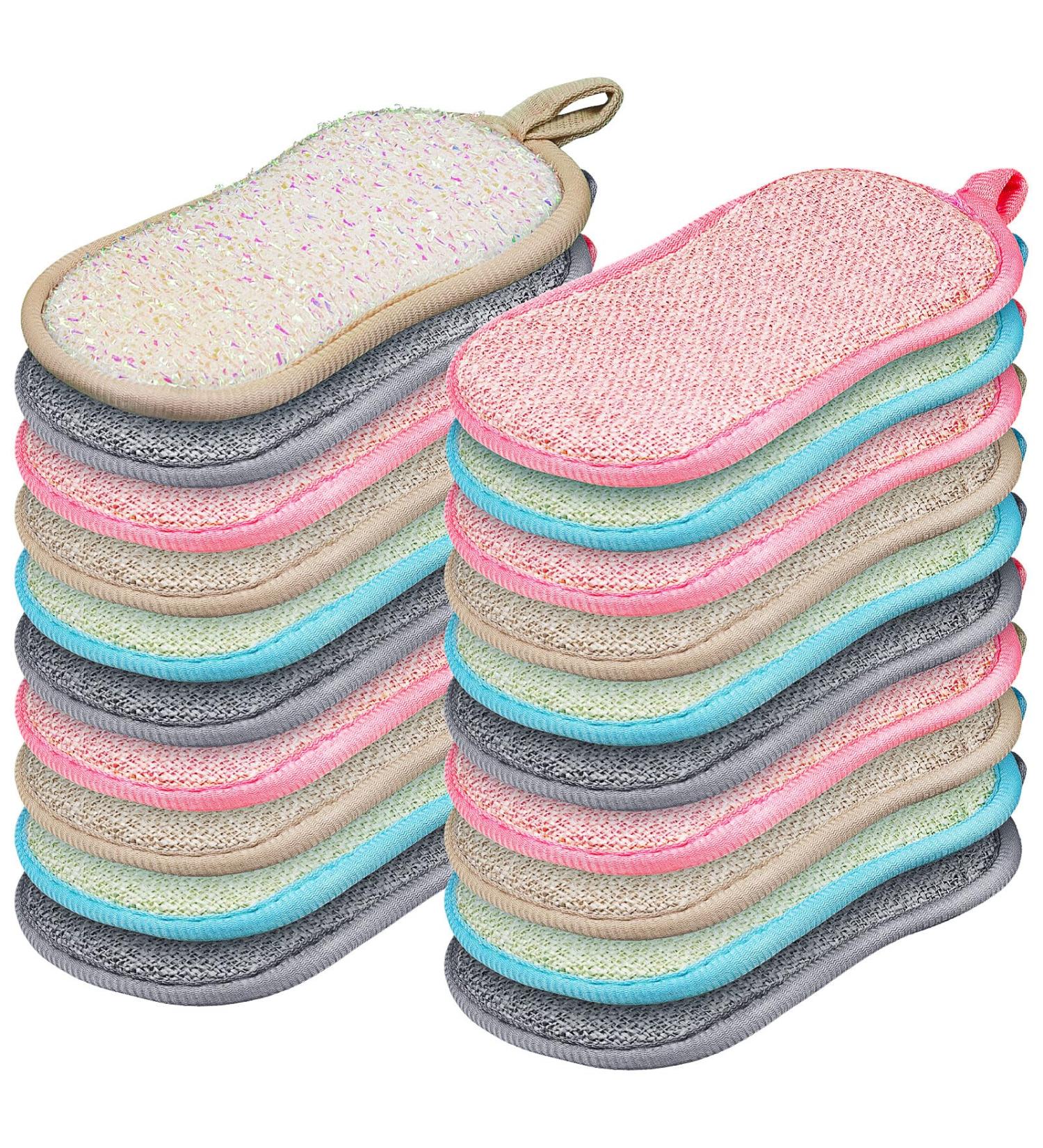 KisSealed 20 Pcs Scrub Sponge Pads Durable Dishes Cleaning Sponges for Kitchen Reusable Washing Up Cleaner Multiple Uses Scouring Power Scrubs for Dishwasher Sink Bathroom Counter Stove - Buy Online on SooperMarket.com