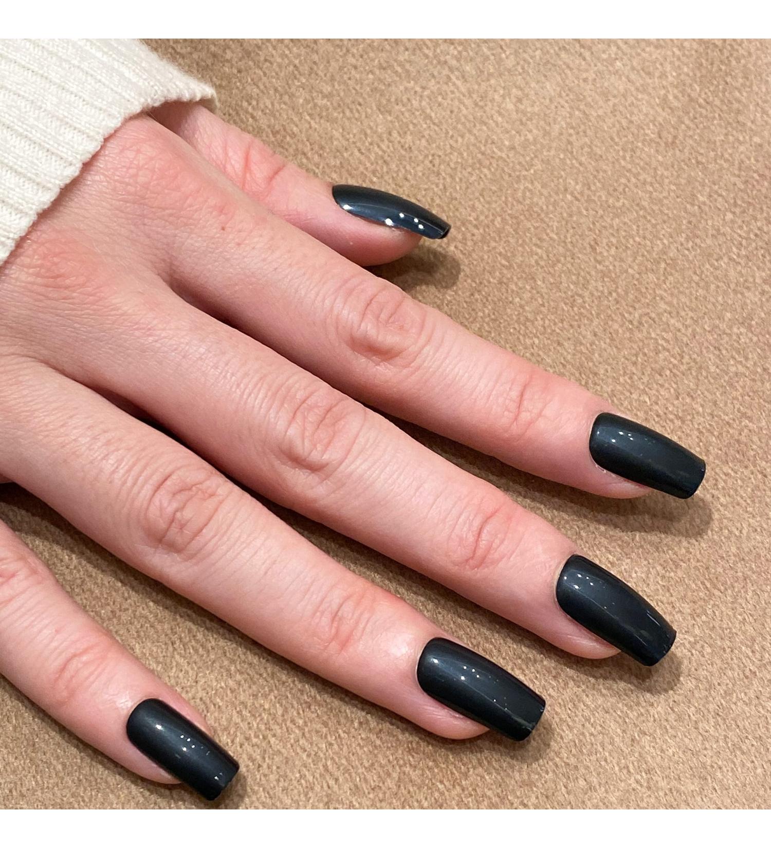 NOVO OVO Medium Square Black Sparkle False Press on Nails - Feijoada Glossy Acrylic Kit for Spring, Summer & Halloween - Buy Online on SooperMarket.com