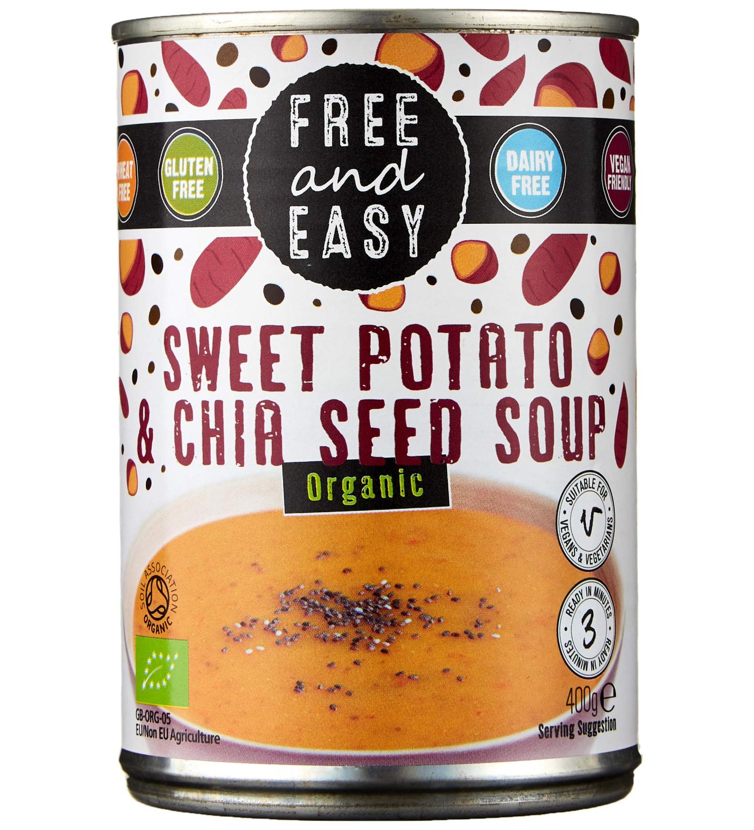 Free and Easy Organic Sweet Potato and Chia Seed Soup 400 g - Buy Online on SooperMarket.com