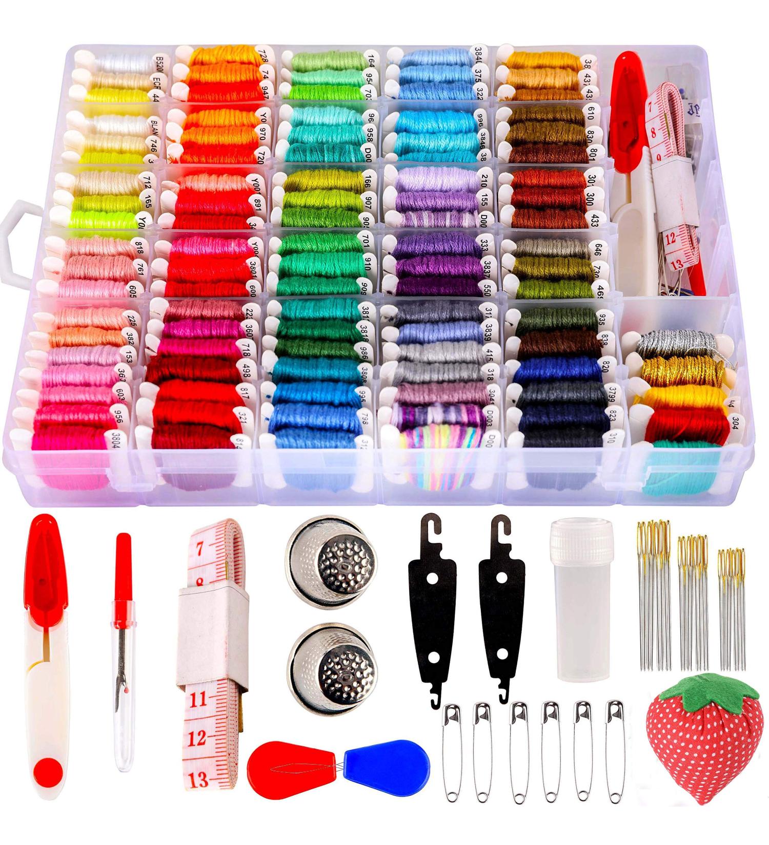 YITOHOP 200pcs+ Embroidery Floss Cross Stitch Threads Kit with Organizer Storage Box - Includes 100pcs Friendship Bracelet Floss - Large Embroidery Kit - Buy Online on SooperMarket.com