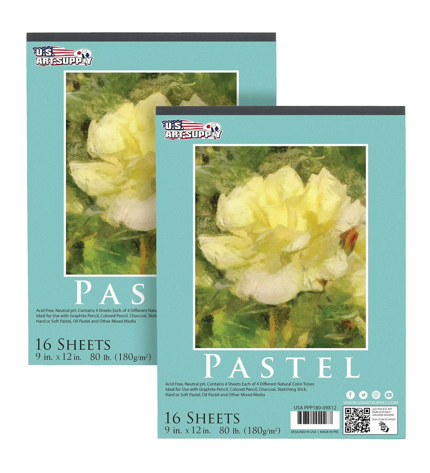 U.S. Art Supply 9x12 Premium Pastel Paper Pad - 16-Sheets, Pack of 2 Pads - Buy Online on SooperMarket.com