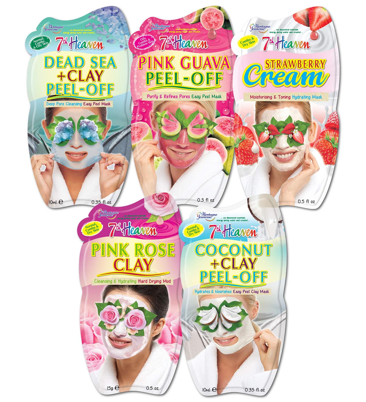 7th Heaven Moisturising Face Masks Set - Peel Off, Pink Rose, Strawberry Cream - Ideal for Pamper Parties - Buy Online on SooperMarket.com