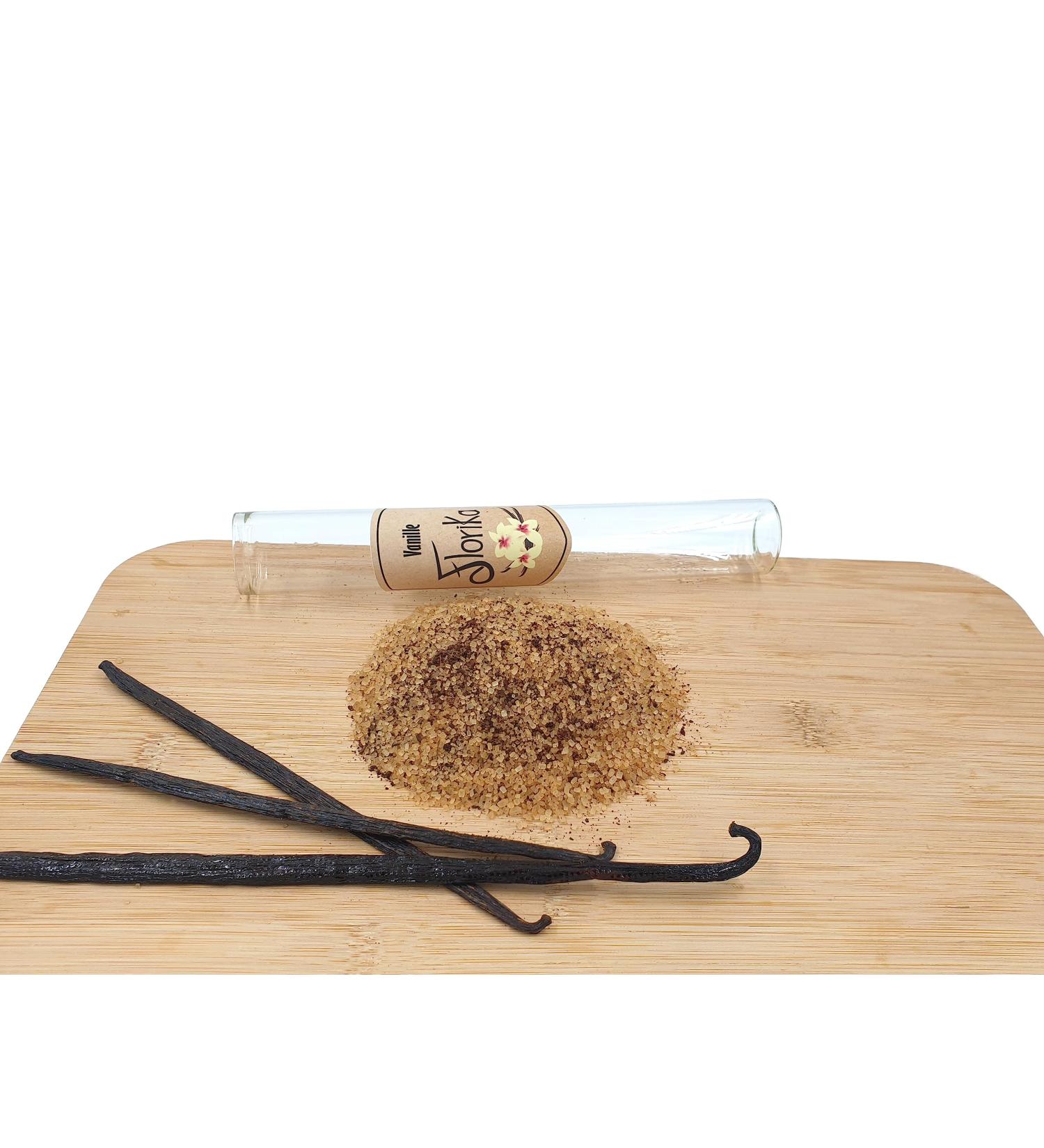 Vanilla sugar Florika Vanilla 100 g made from brown organic cane sugar and real vanilla beans 100% organic for baking and sweetening