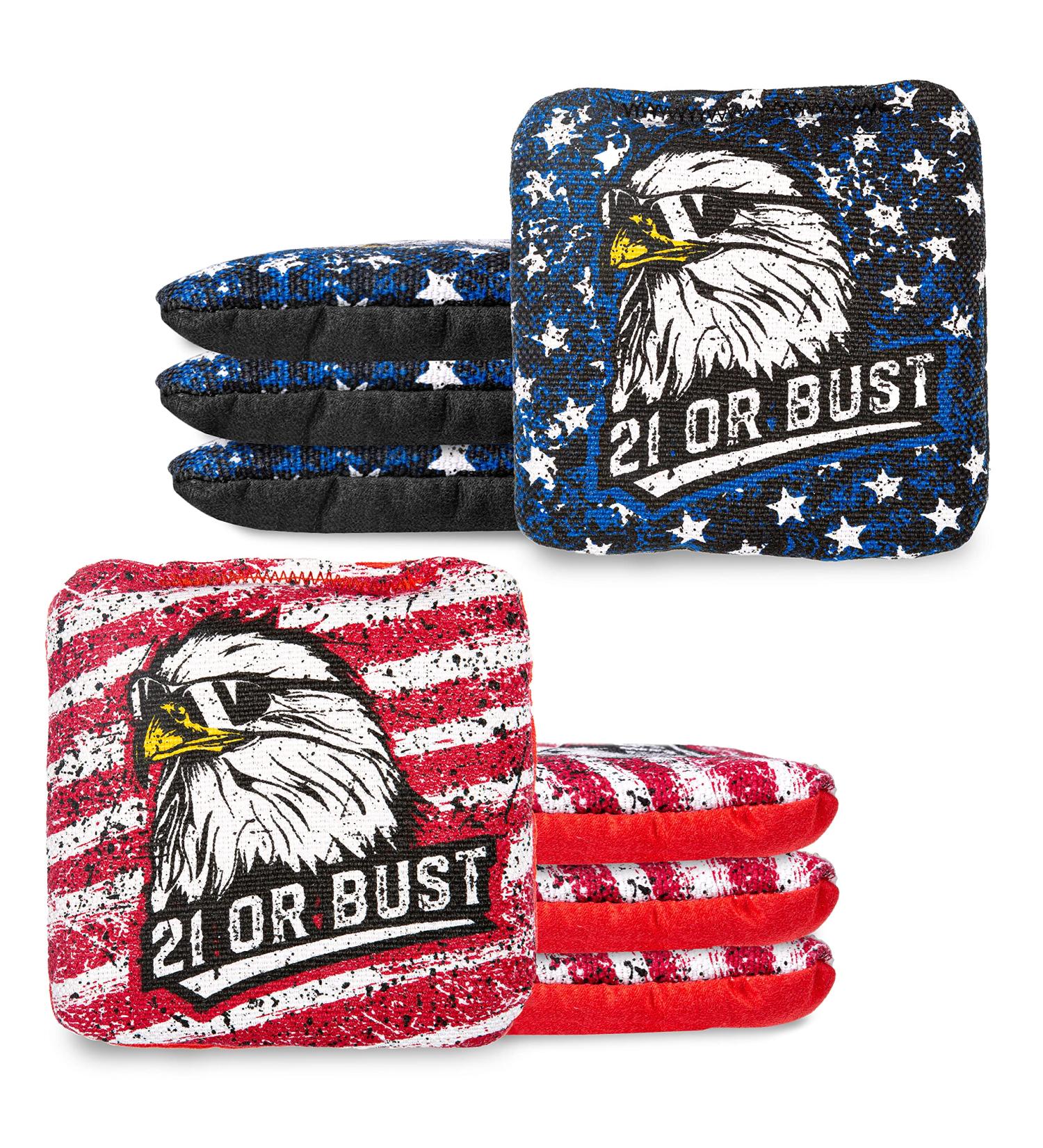Play Platoon Tournament Series Cornhole Bags - Set of 8 - Red/Blue Eagle Design - Pro Style Dual Sided Slick and Sticky Bags - Buy Online on SooperMarket.com
