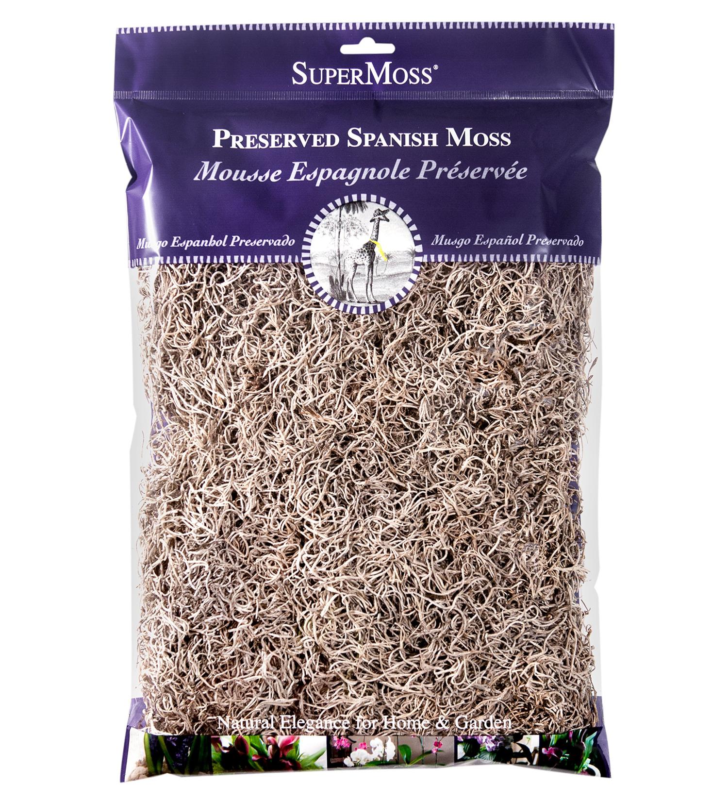 Preserved Natural Spanish Moss - 8oz (200 cubic inches) Bag - Buy Online on SooperMarket.com
