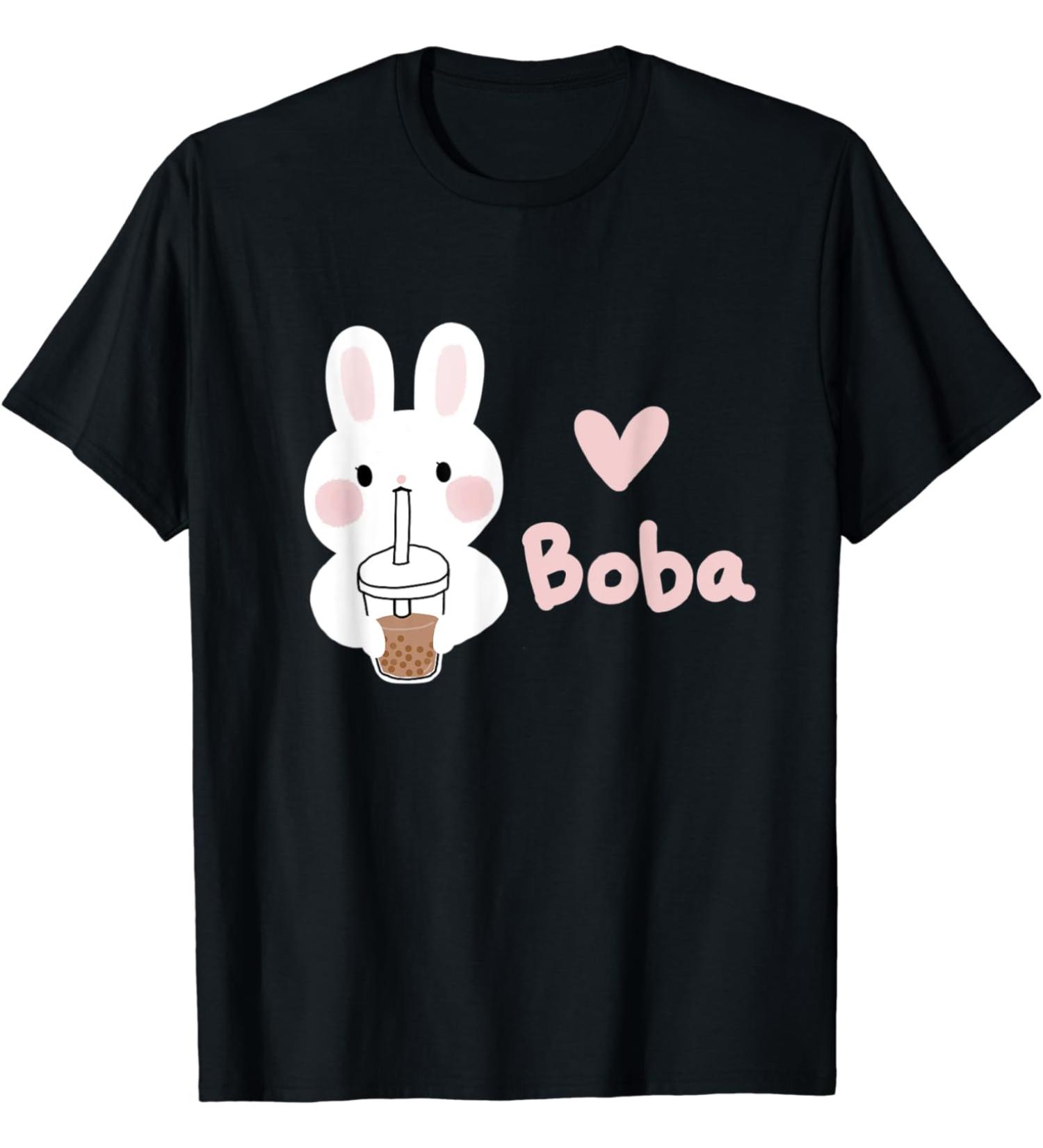 Cute Kawaii Bunny Boba Milk Tea Bubble Tea Graphic T-Shirt